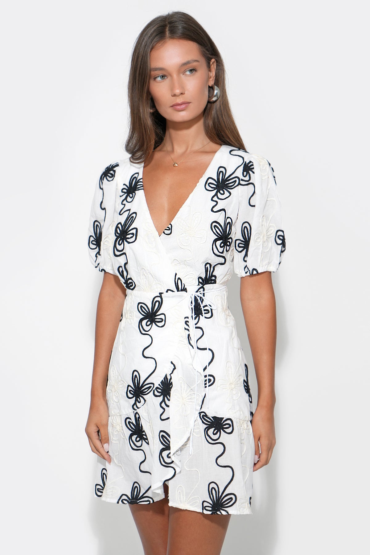 MIA WRAP EMBROIDERY DRESS