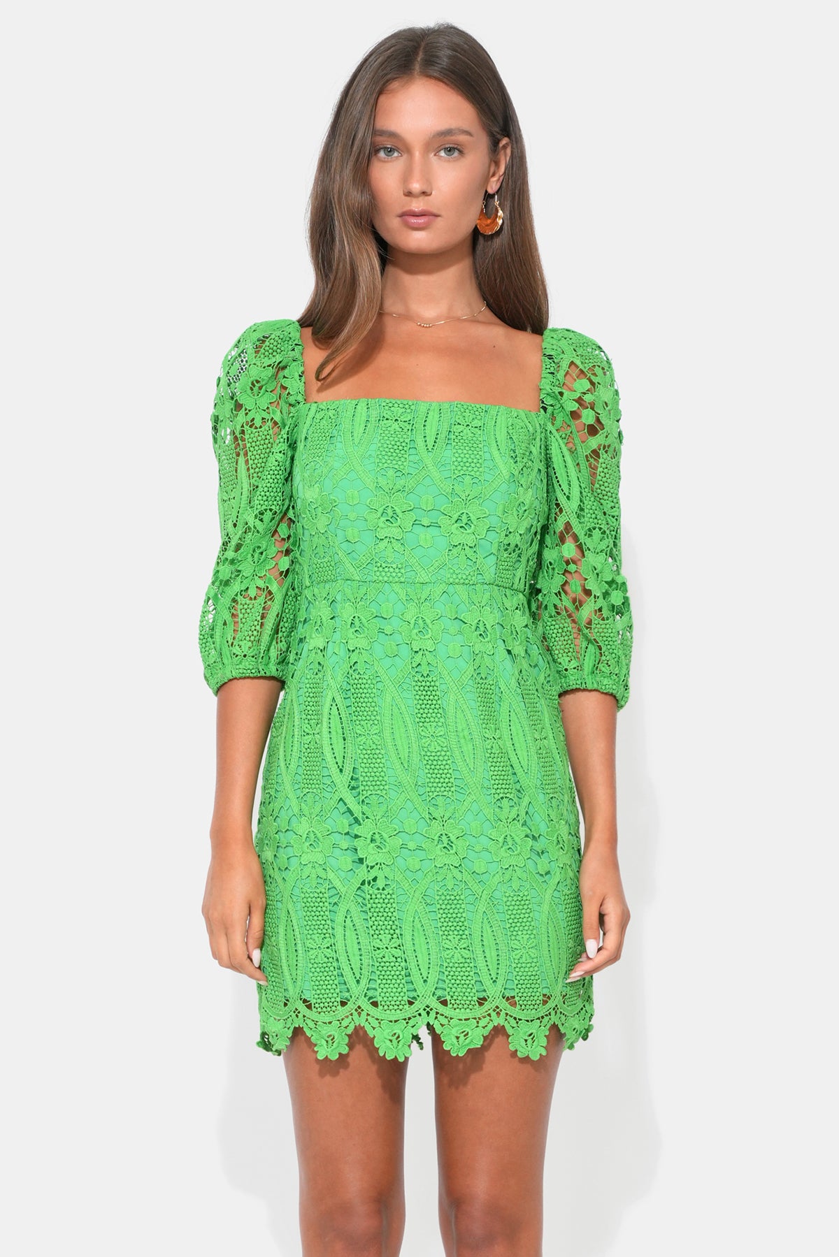 EMERY PUFF SLEEVE LACE MINI DRESS