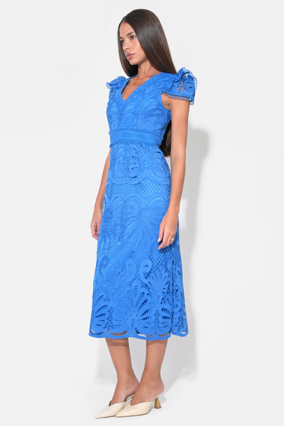 DAISY MIDI DRESS - CORNELIA BLUE