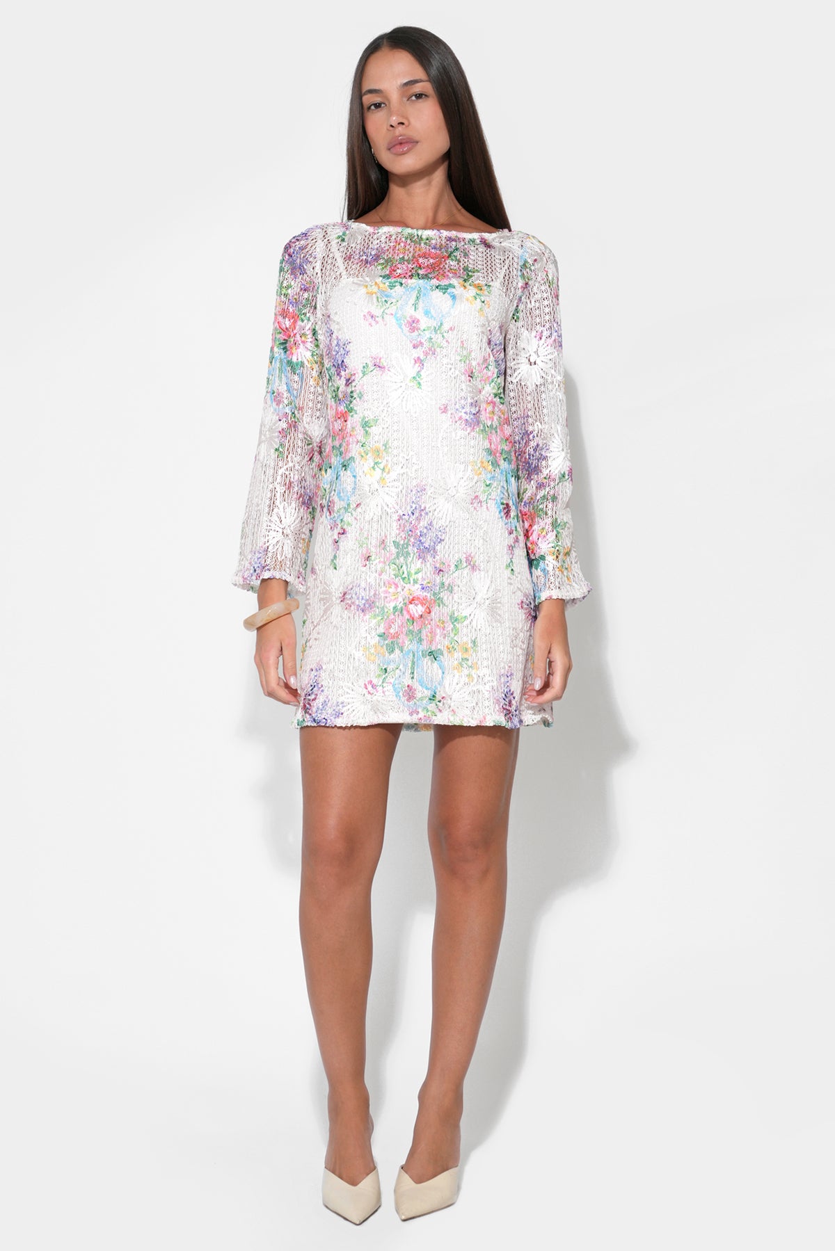 BELLA CROCHET DRESS - IVORY FLORAL