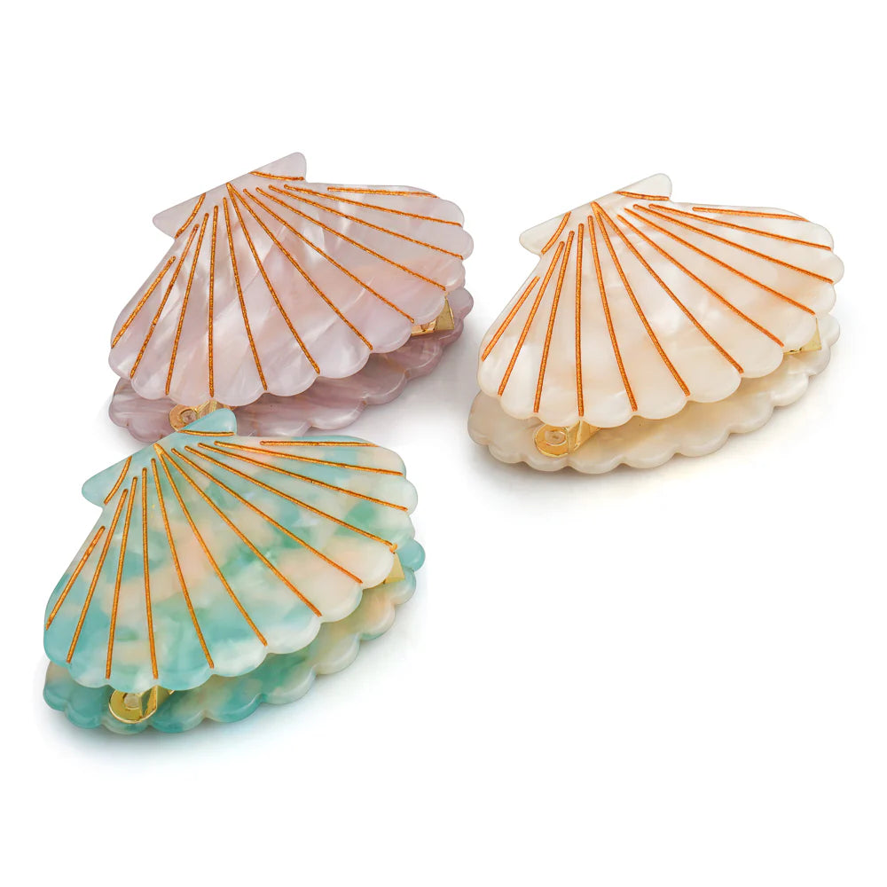 METALLIC SEASHELL CLIP (VARIOUS COLOURS)