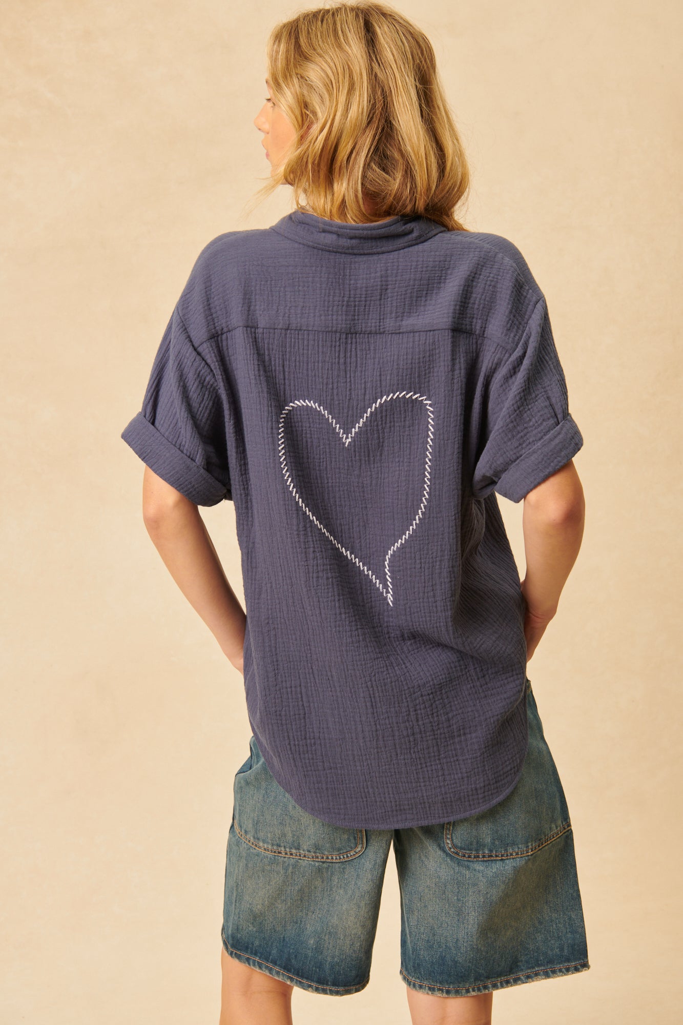FELIX TOP - CROSSHATCH NAVY