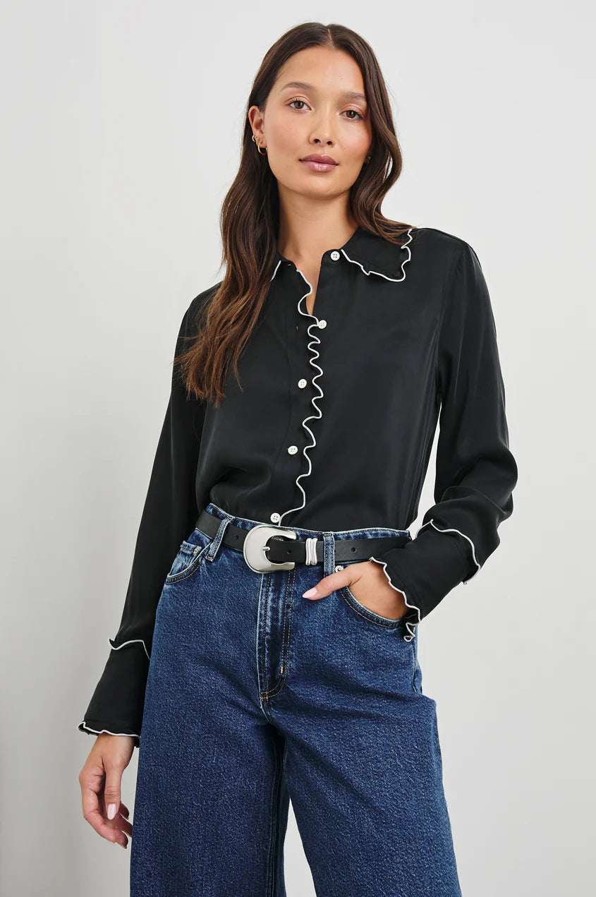 FIA SHIRT - BLACK WHITE PIPING