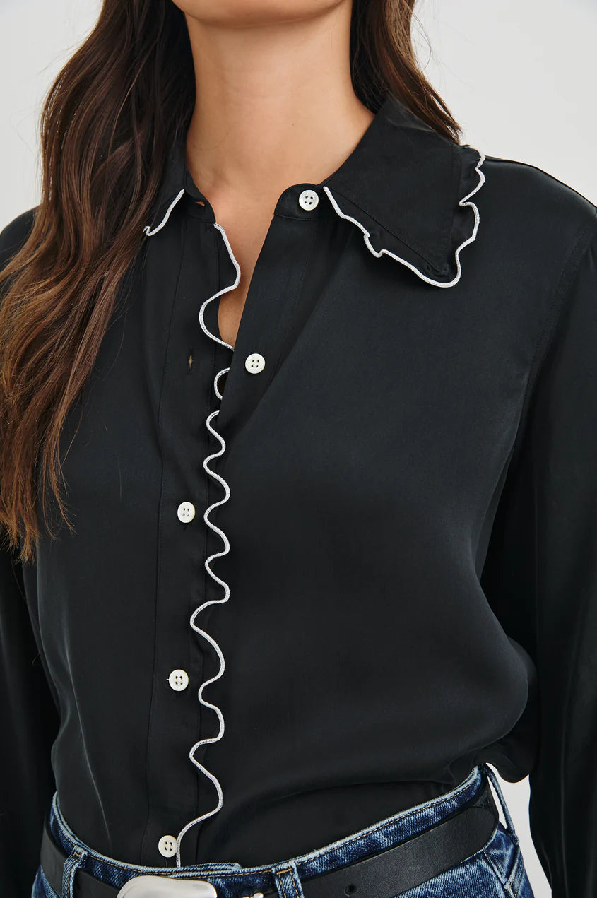 FIA SHIRT - BLACK WHITE PIPING