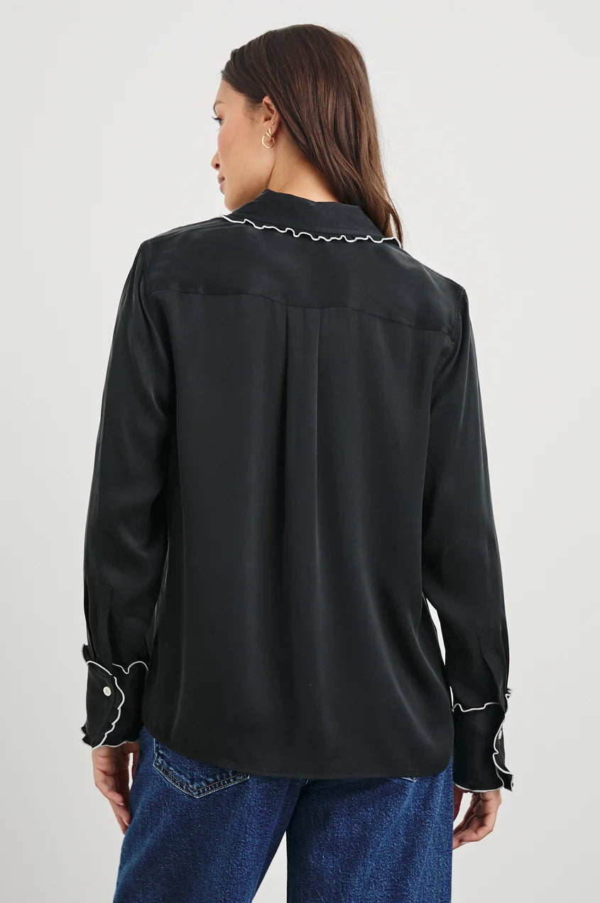 FIA SHIRT - BLACK WHITE PIPING