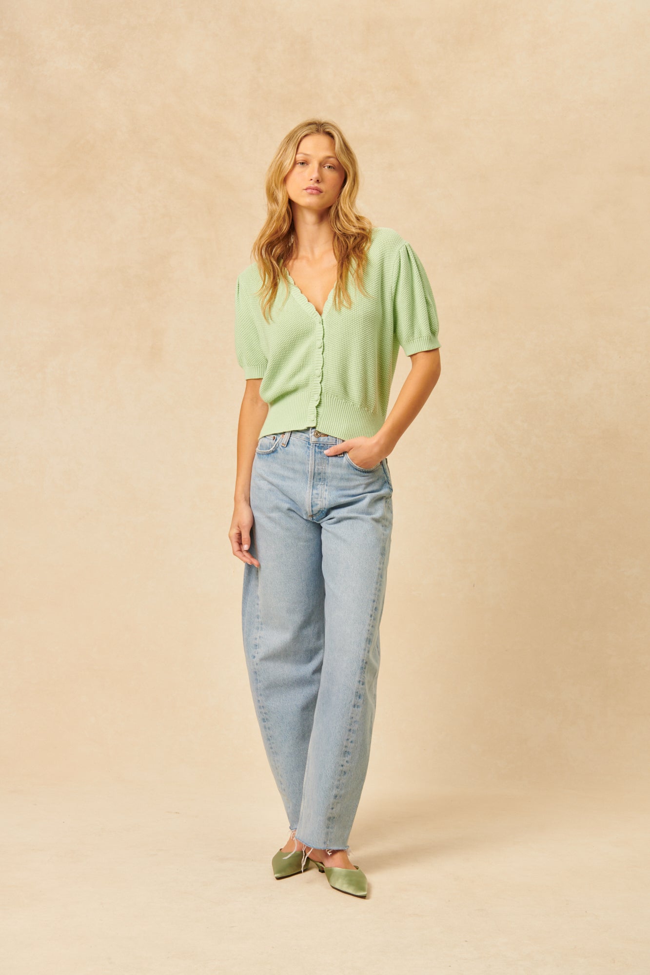 FINN CARDIGAN - CELERY