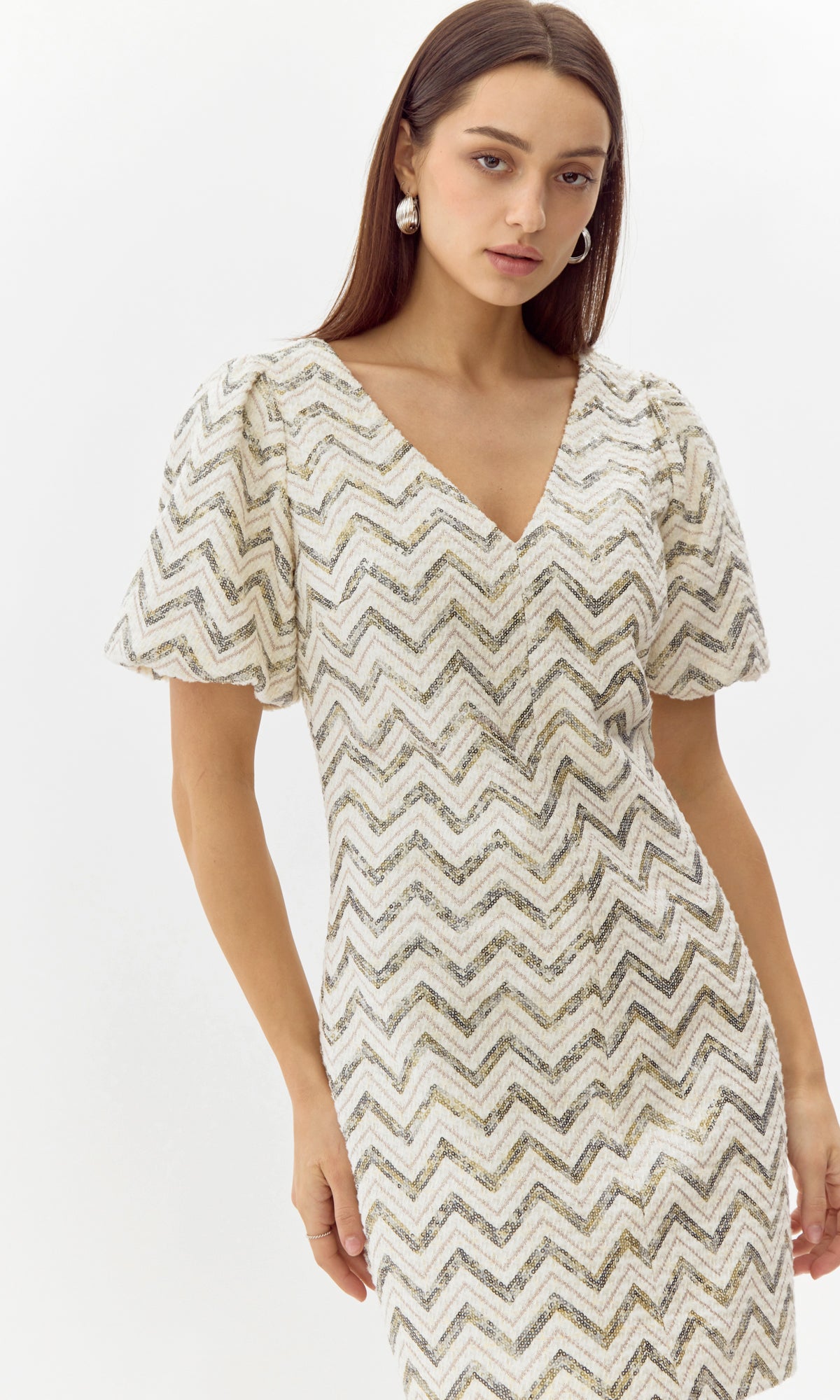 CALI SEQUINS CHEVRON DRESS