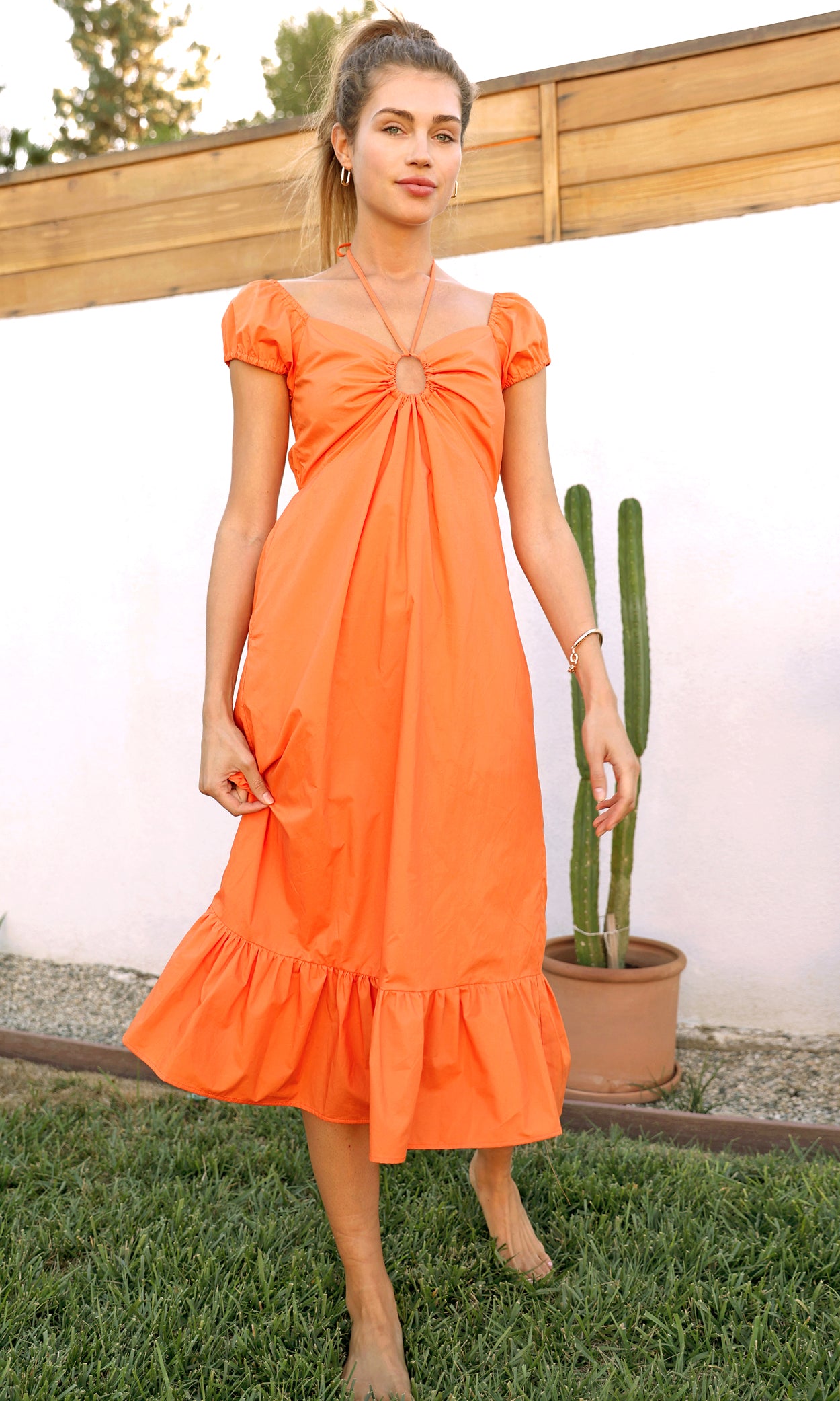 ANDREA CAP SLEEVE MIDI DRESS