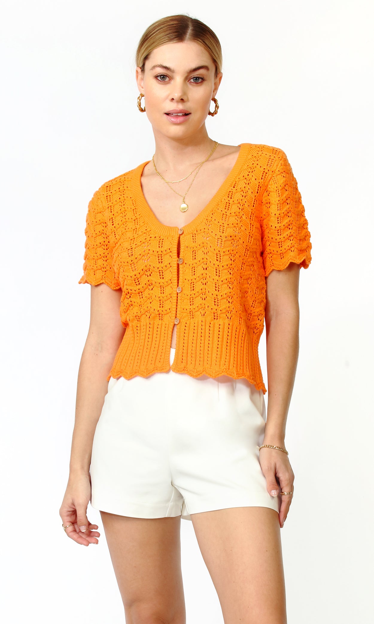 SHANTI SCALLOPED OPEN KNIT CARDIGAN