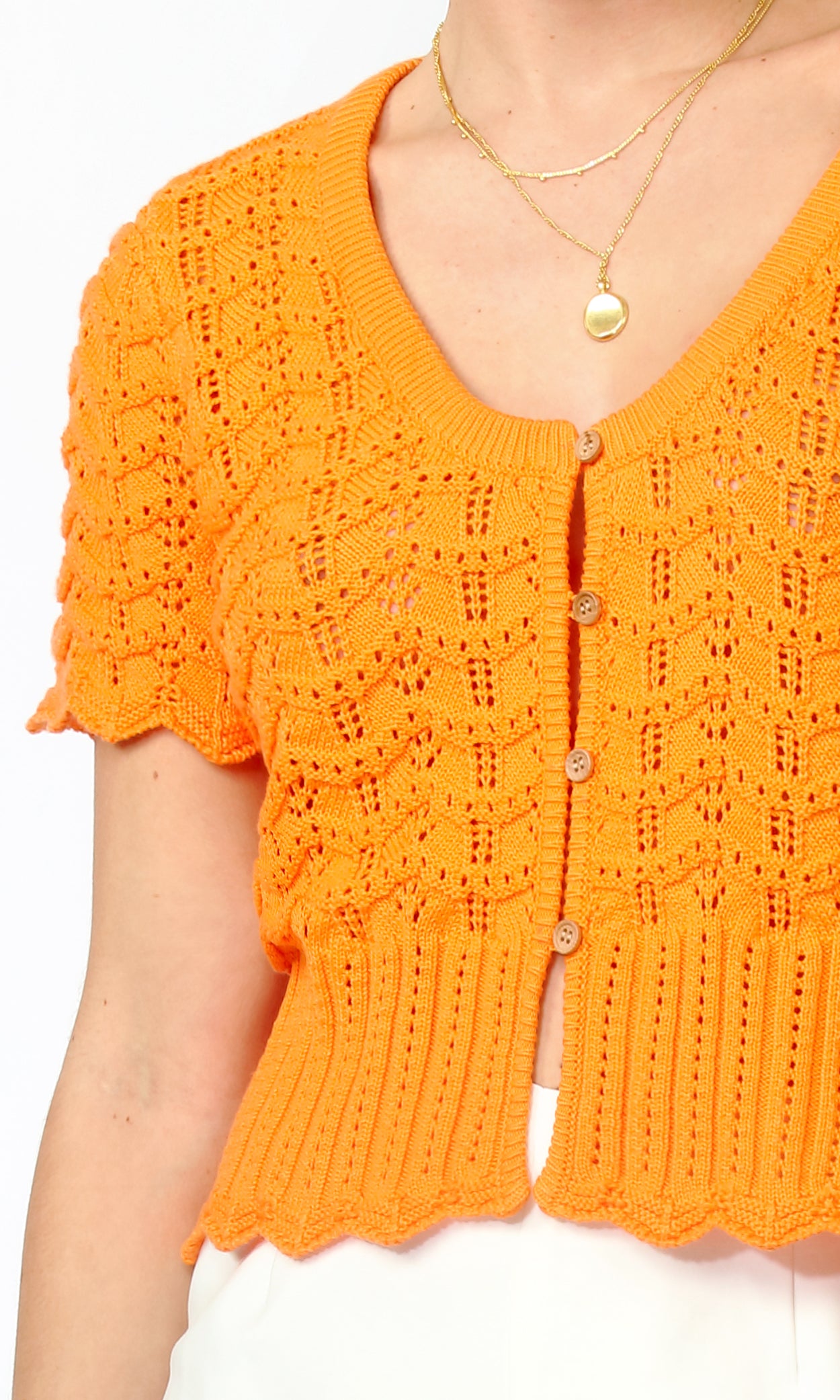 SHANTI SCALLOPED OPEN KNIT CARDIGAN