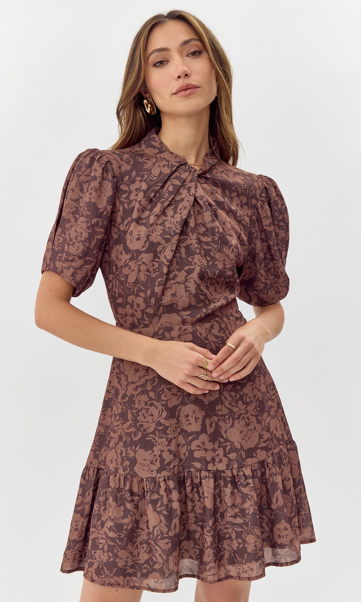 MIRA TWIST NECK MINI DRESS
