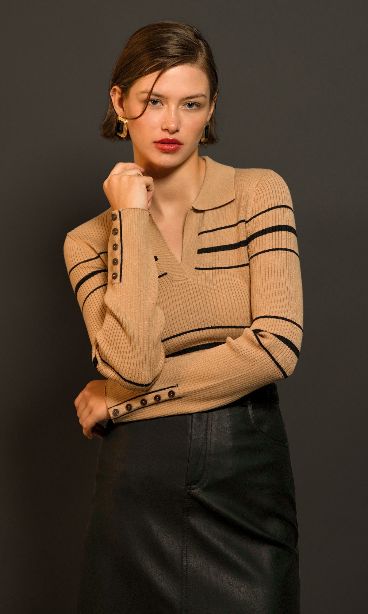 ELENA POLO KNIT TOP