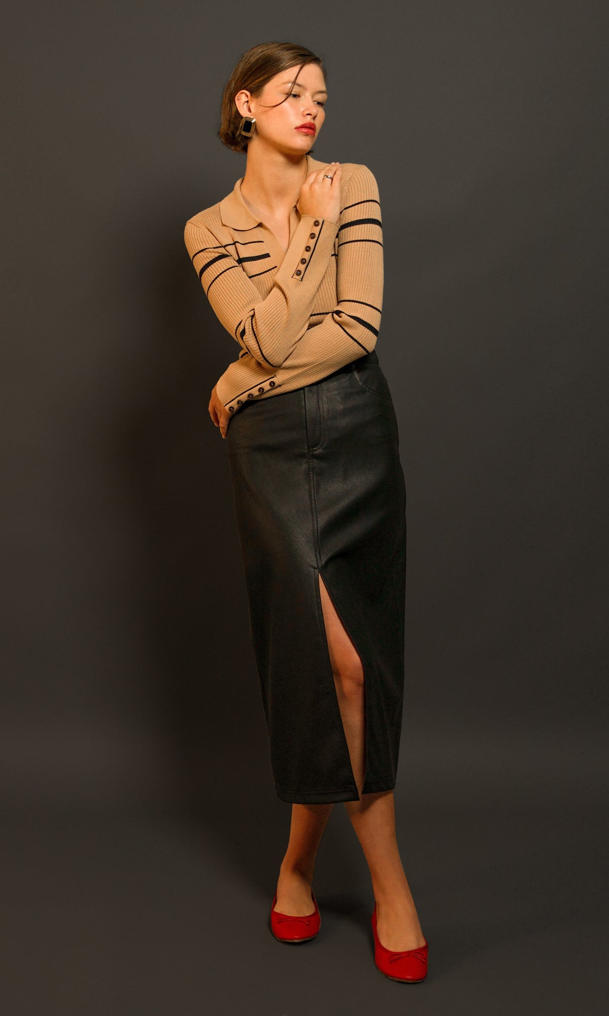 ELENA POLO KNIT TOP