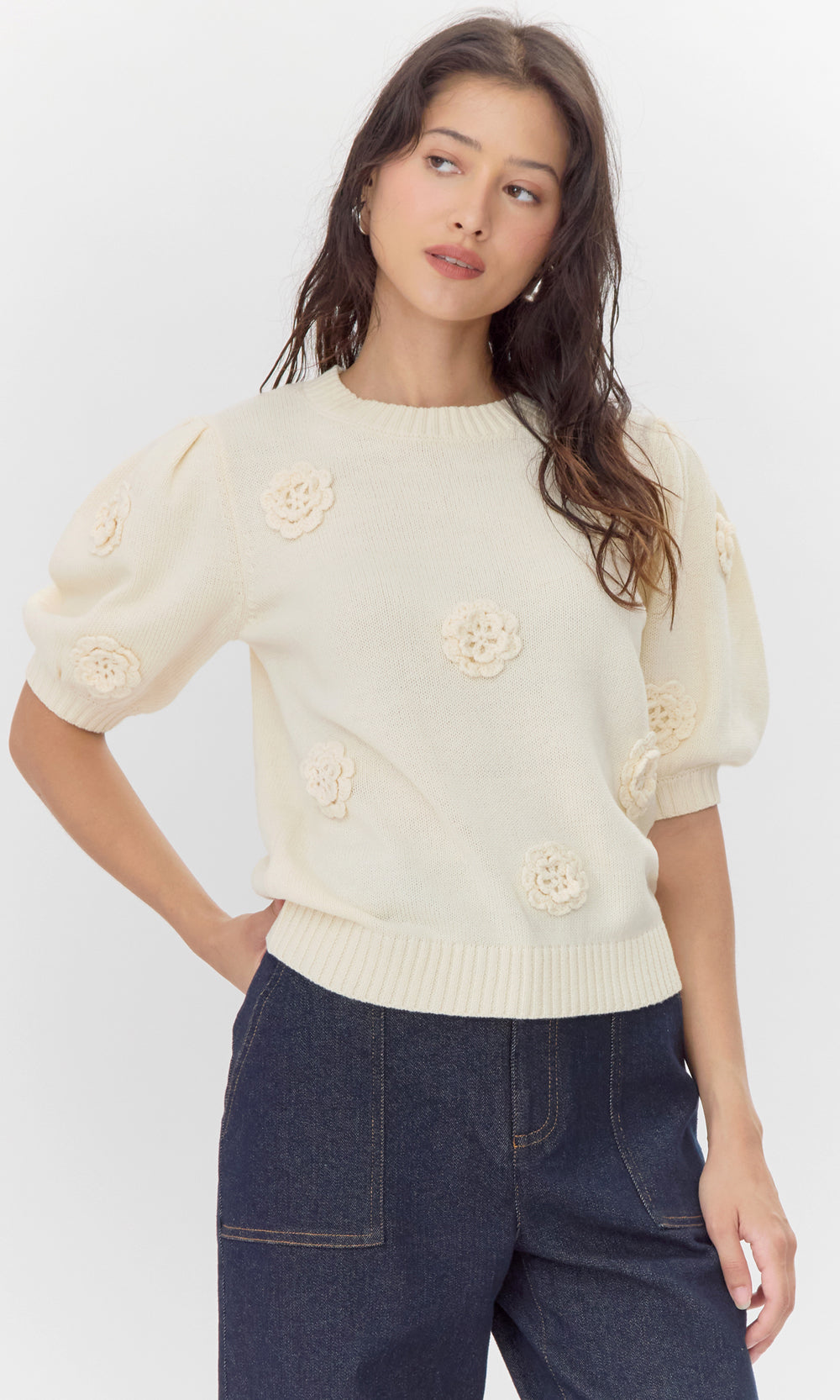 BRIA ROSETTE SWEATER