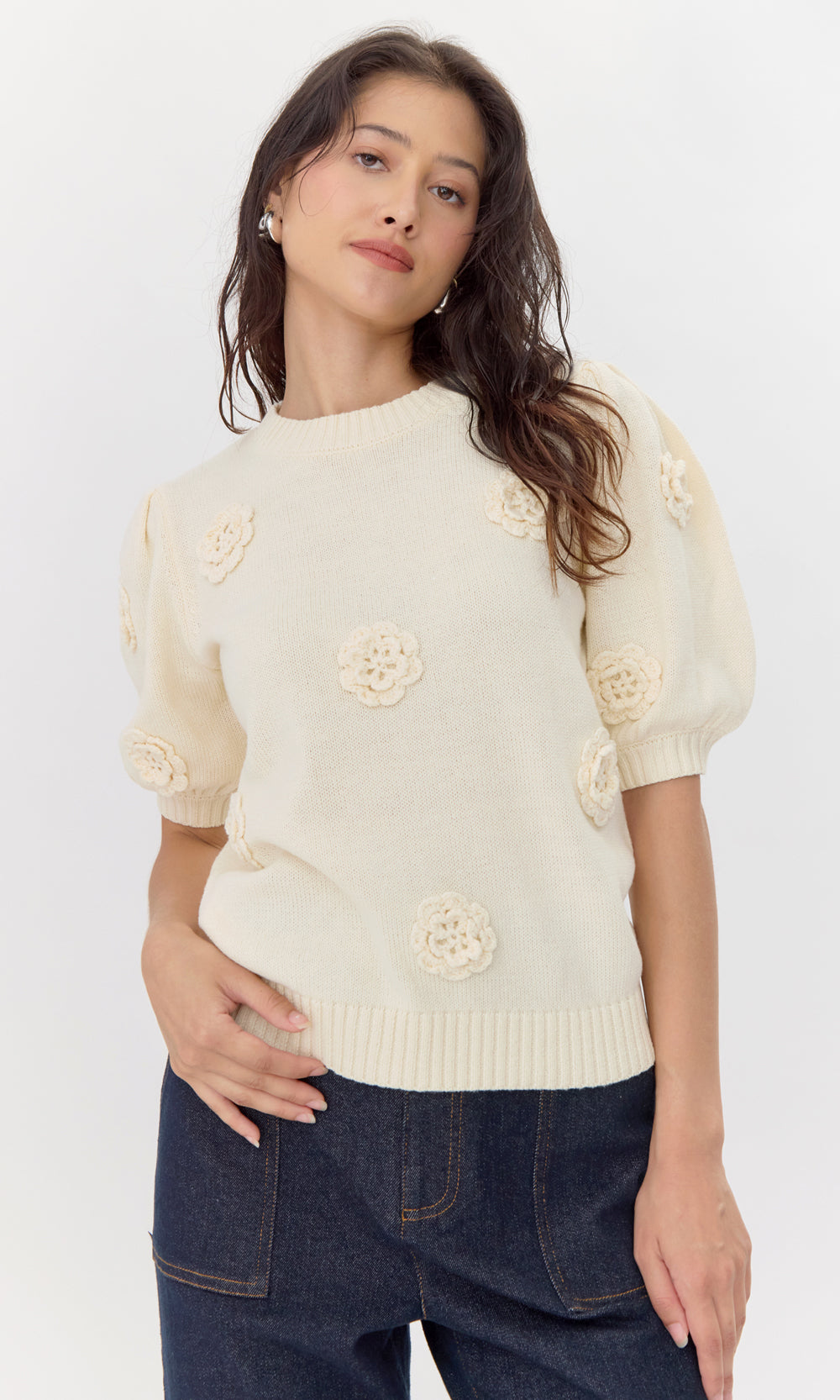 BRIA ROSETTE SWEATER
