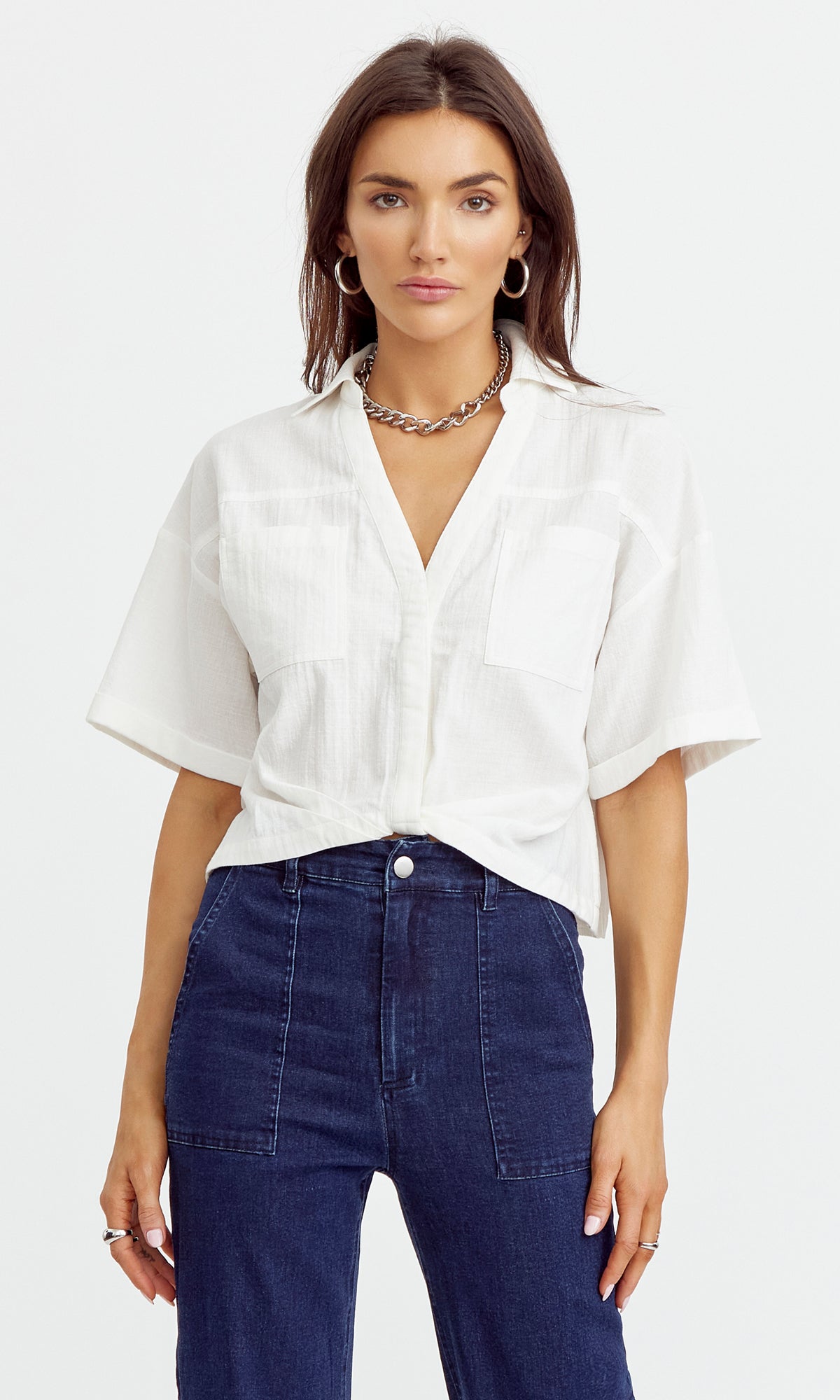 MARIA TUCKED CROPPED SHIRT