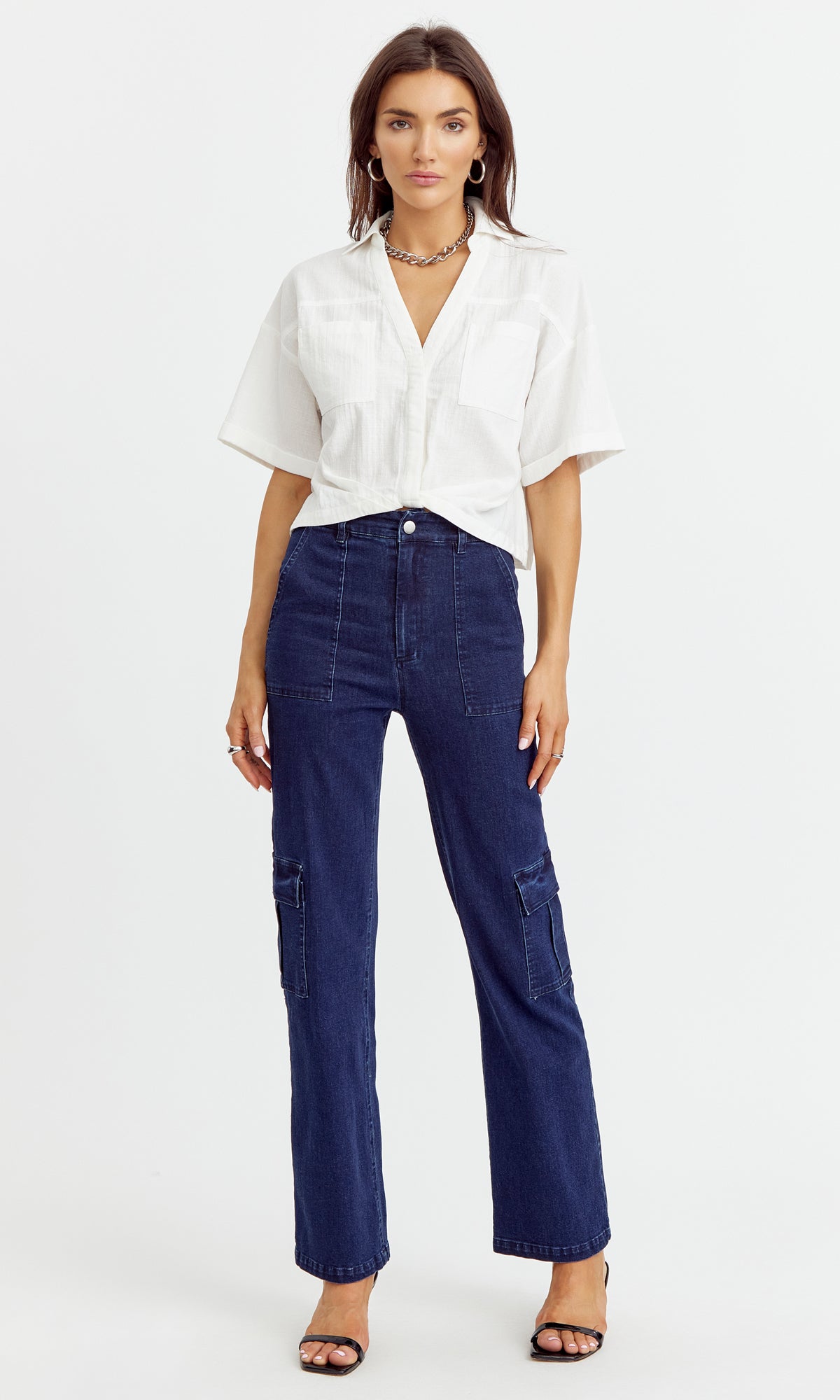 MARIA TUCKED CROPPED SHIRT