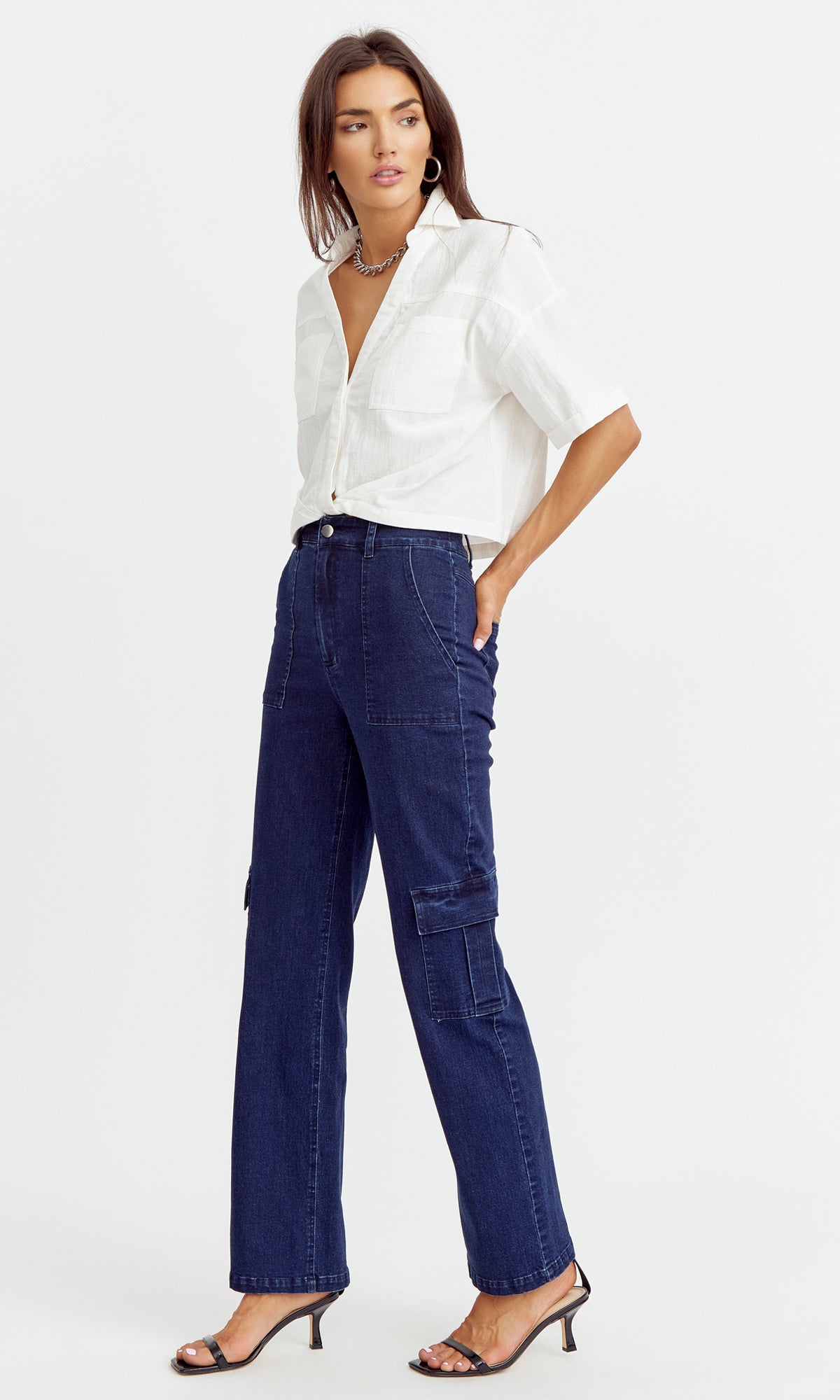 MARIA TUCKED CROPPED SHIRT