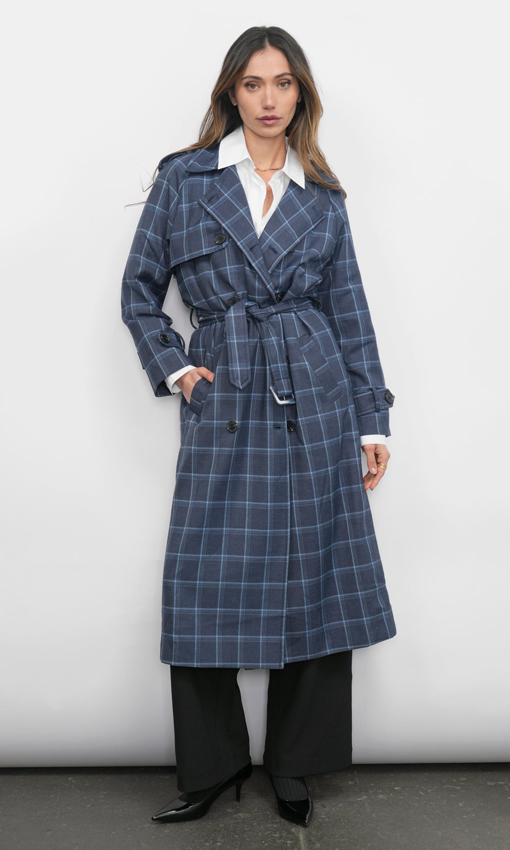 GLENN PLAID TRENCH COAT