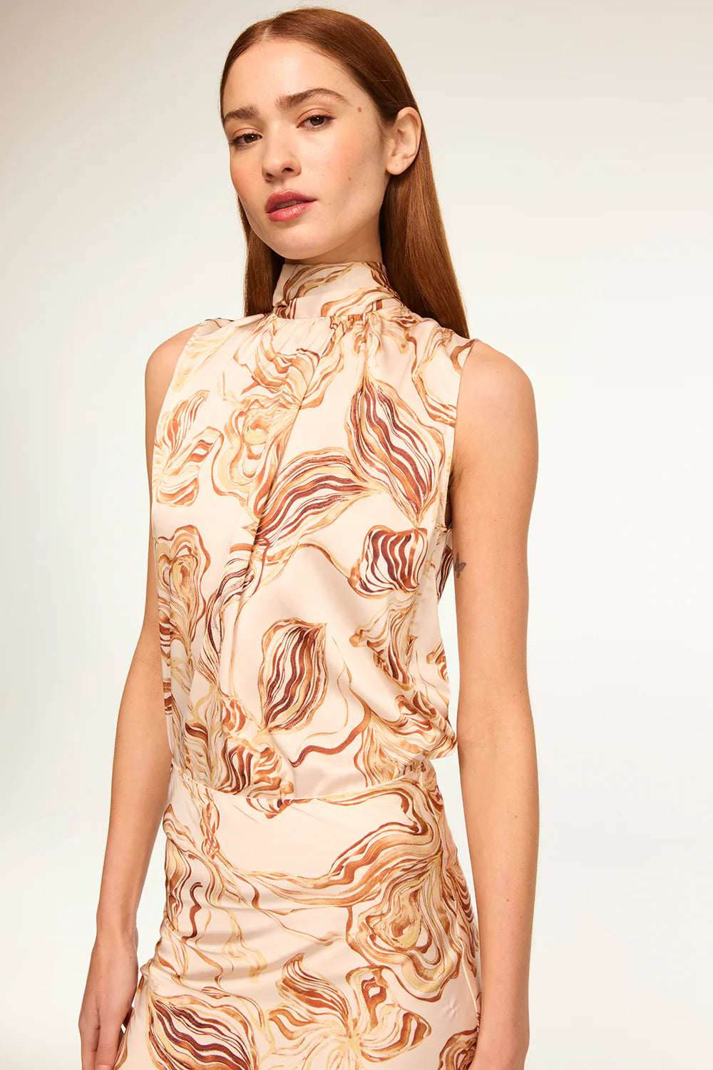 LUKA TOP - GOLDEN STRAW SATIN