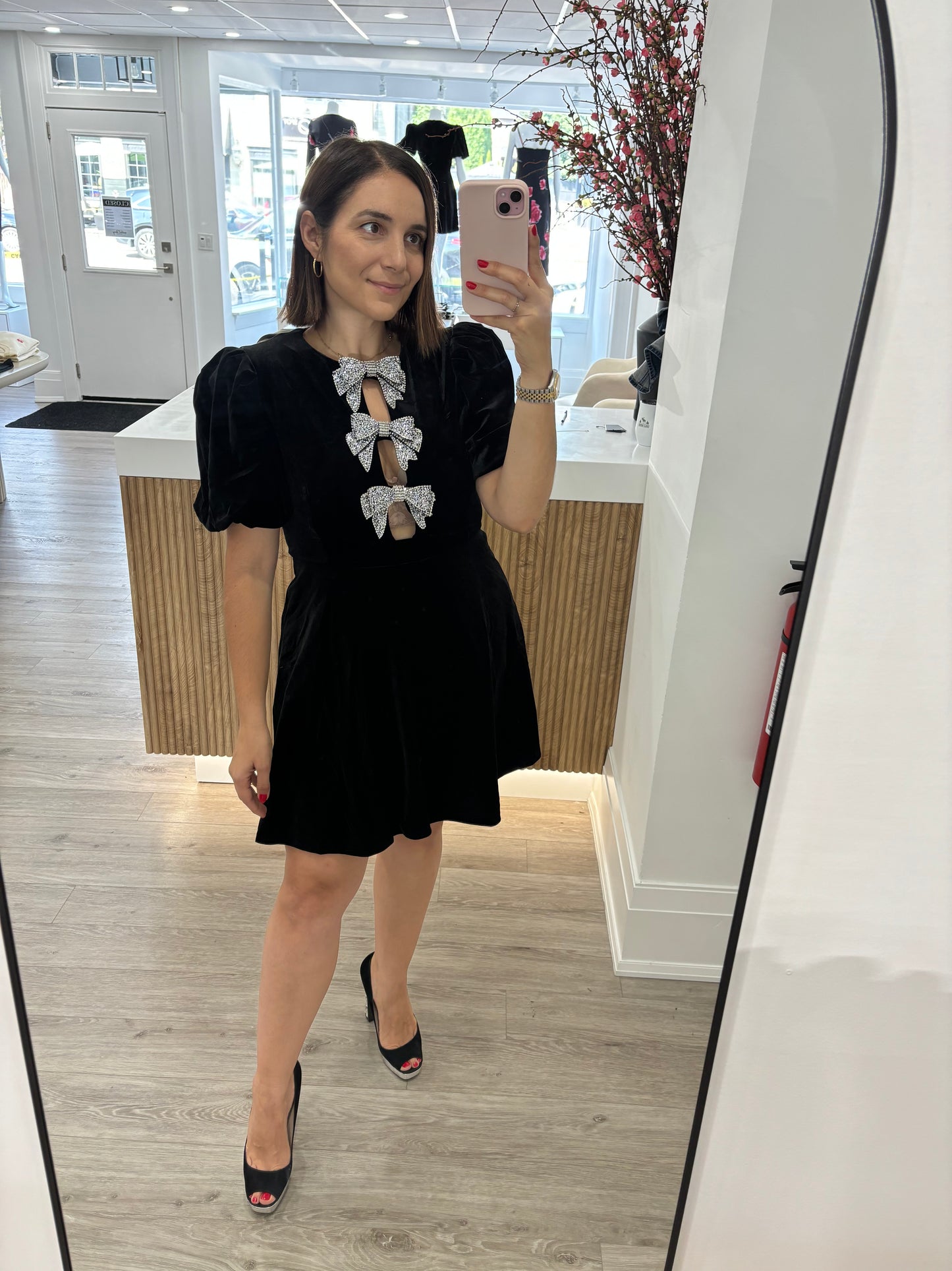 VALERIE VELVET BOW DRESS