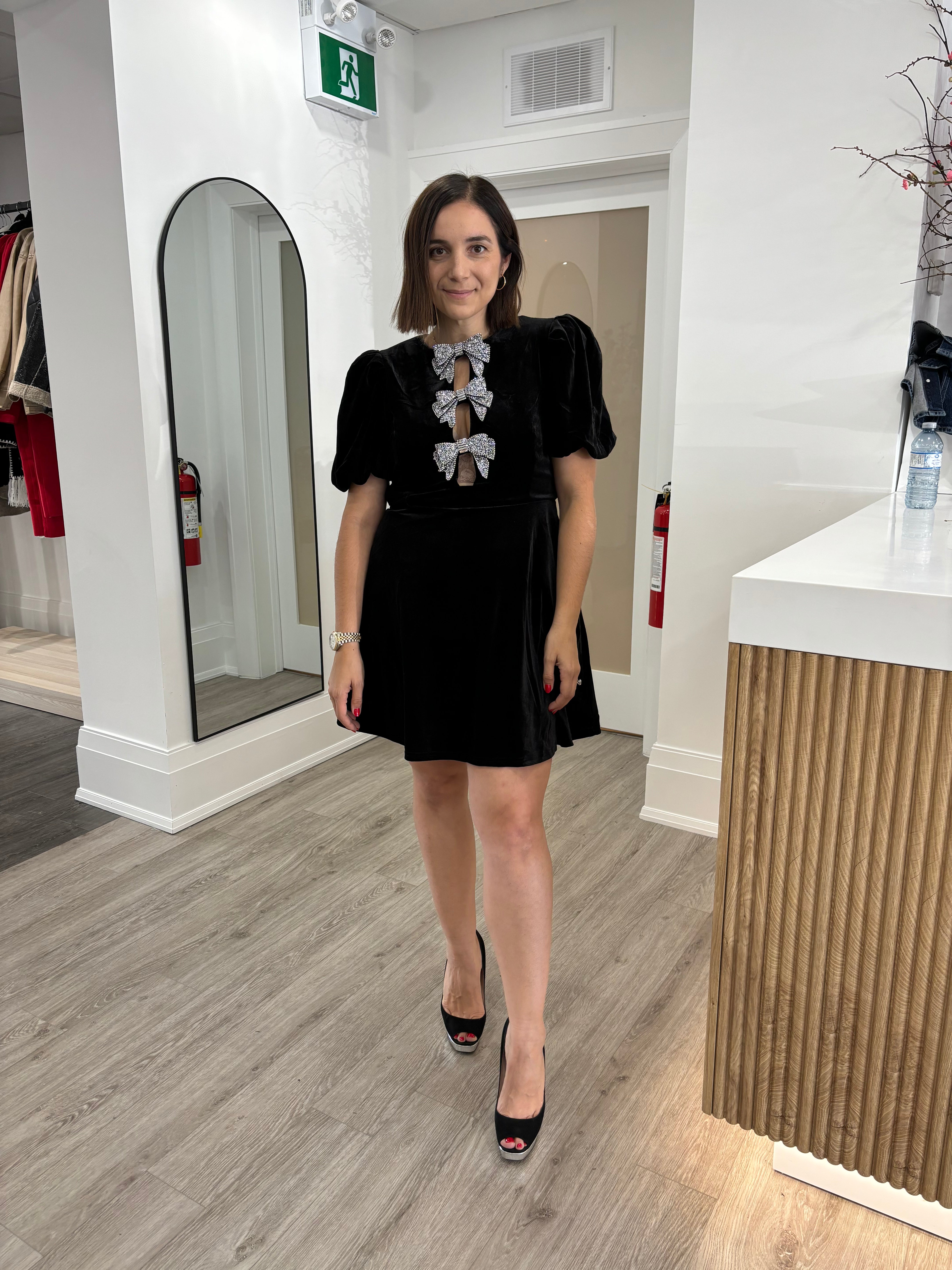 VALERIE VELVET BOW DRESS