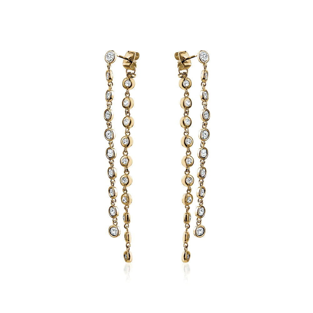 BACK FRONT BEZEL EARRINGS - GOLD