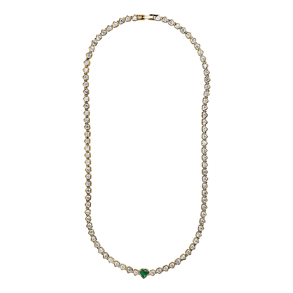 HEART TENNIS NECKLACE EMERALD – White Cherry Boutique