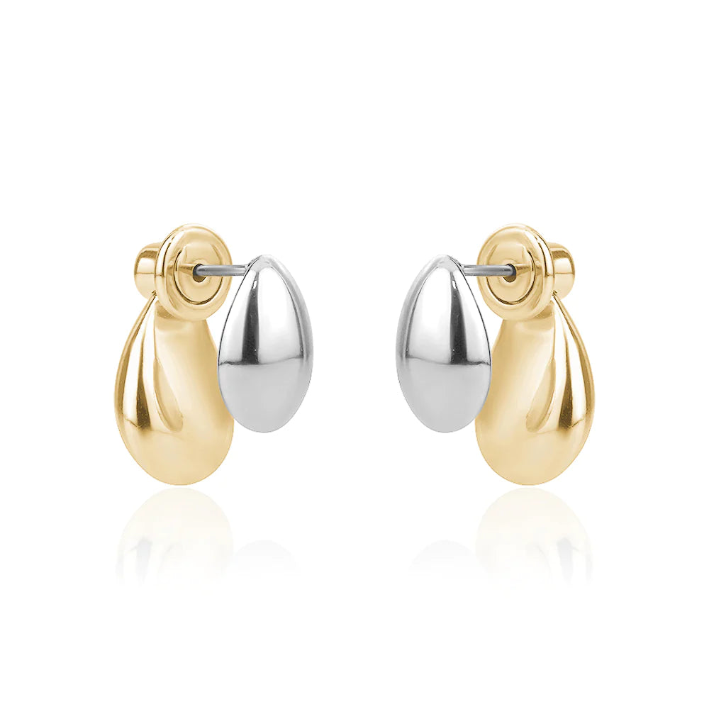 TWO TONE TEAR DROP EARRINGS