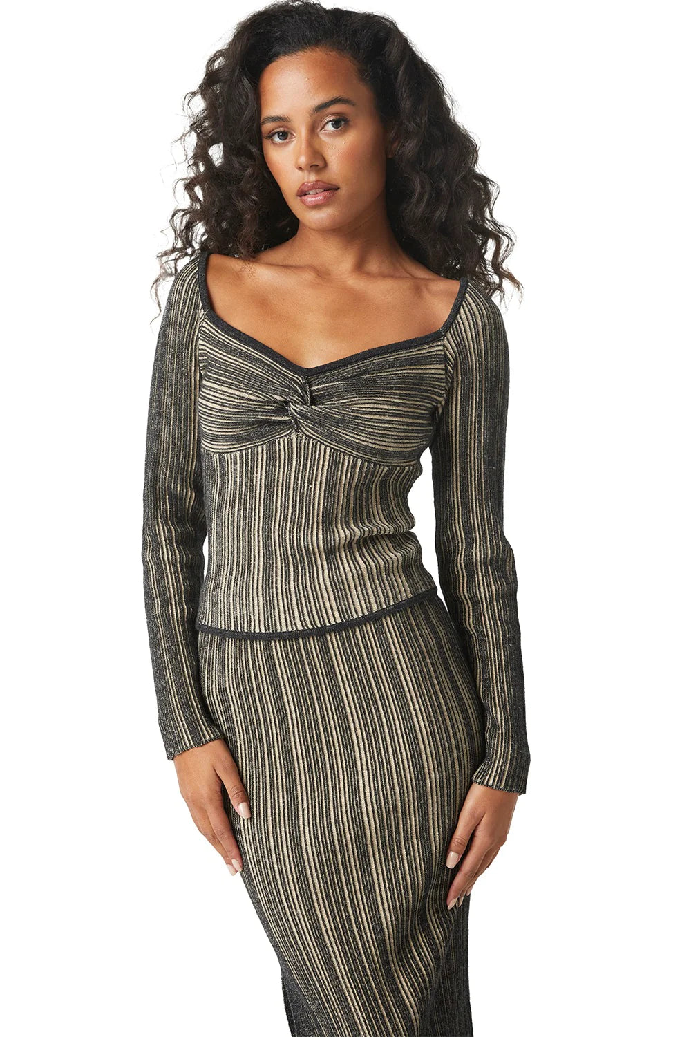 KAREN TOP - BLACK/SKINNY LATTE