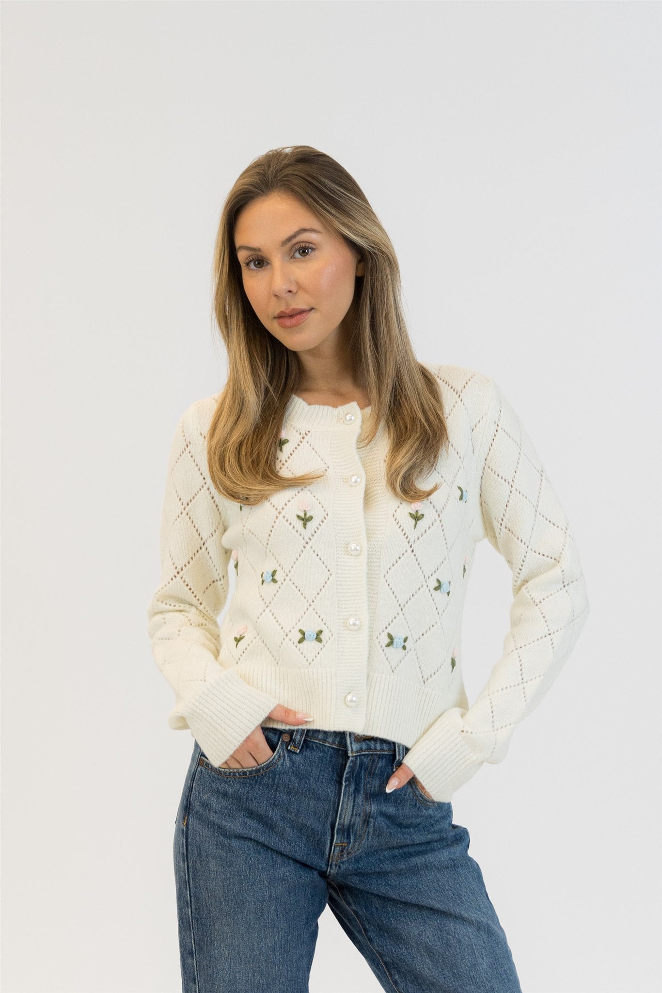 LACEY ROSE CARDIGAN - WHITE