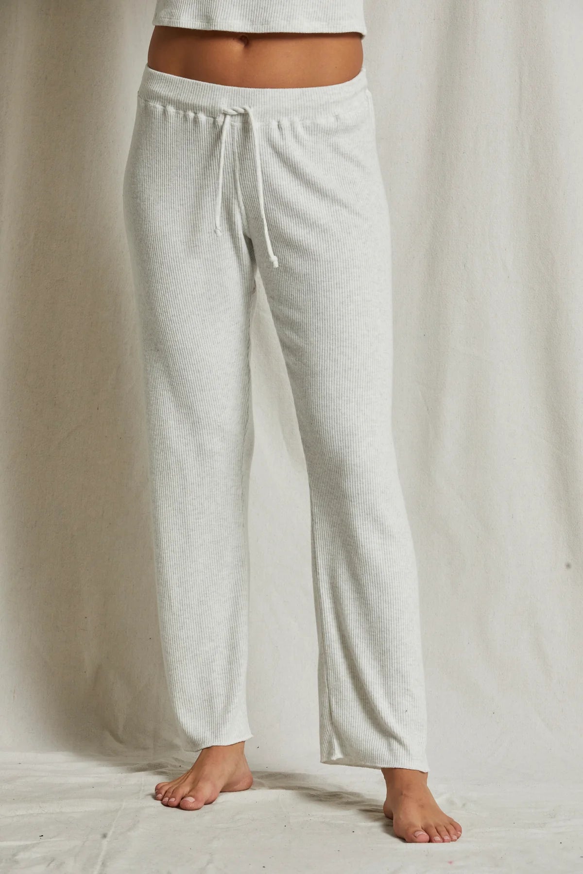 LEANN RIBBED STRAIGHT LEG PANT - HEATHER ASH