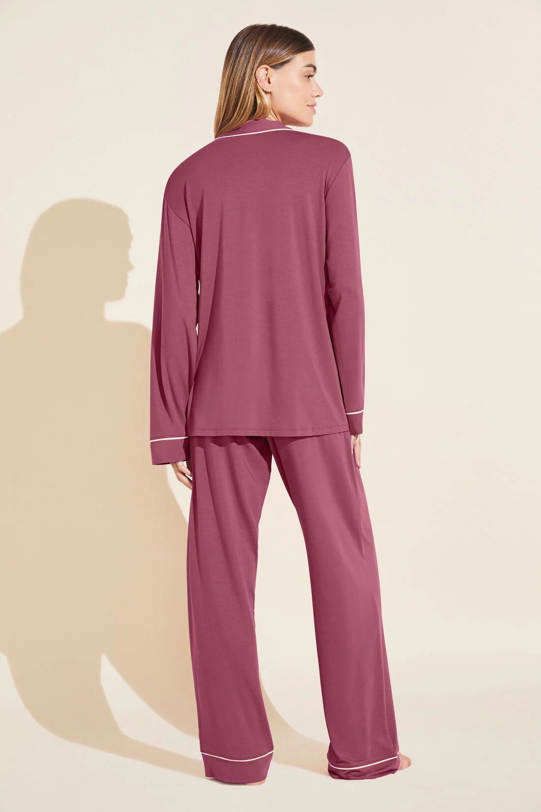 GISELE MODAL LONG PJ SET - RASPBERRY/IVORY