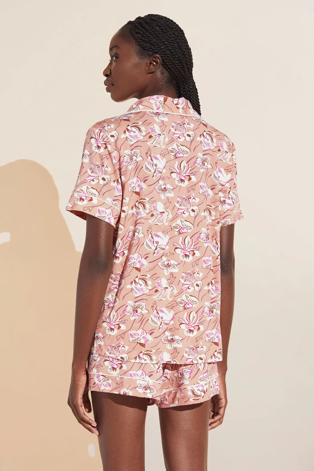 GISELE PRINTED MODAL RELAXED SHORT PJ SET - FIORE ROSE CLOUD/IVORY (ONLINE ONLY)