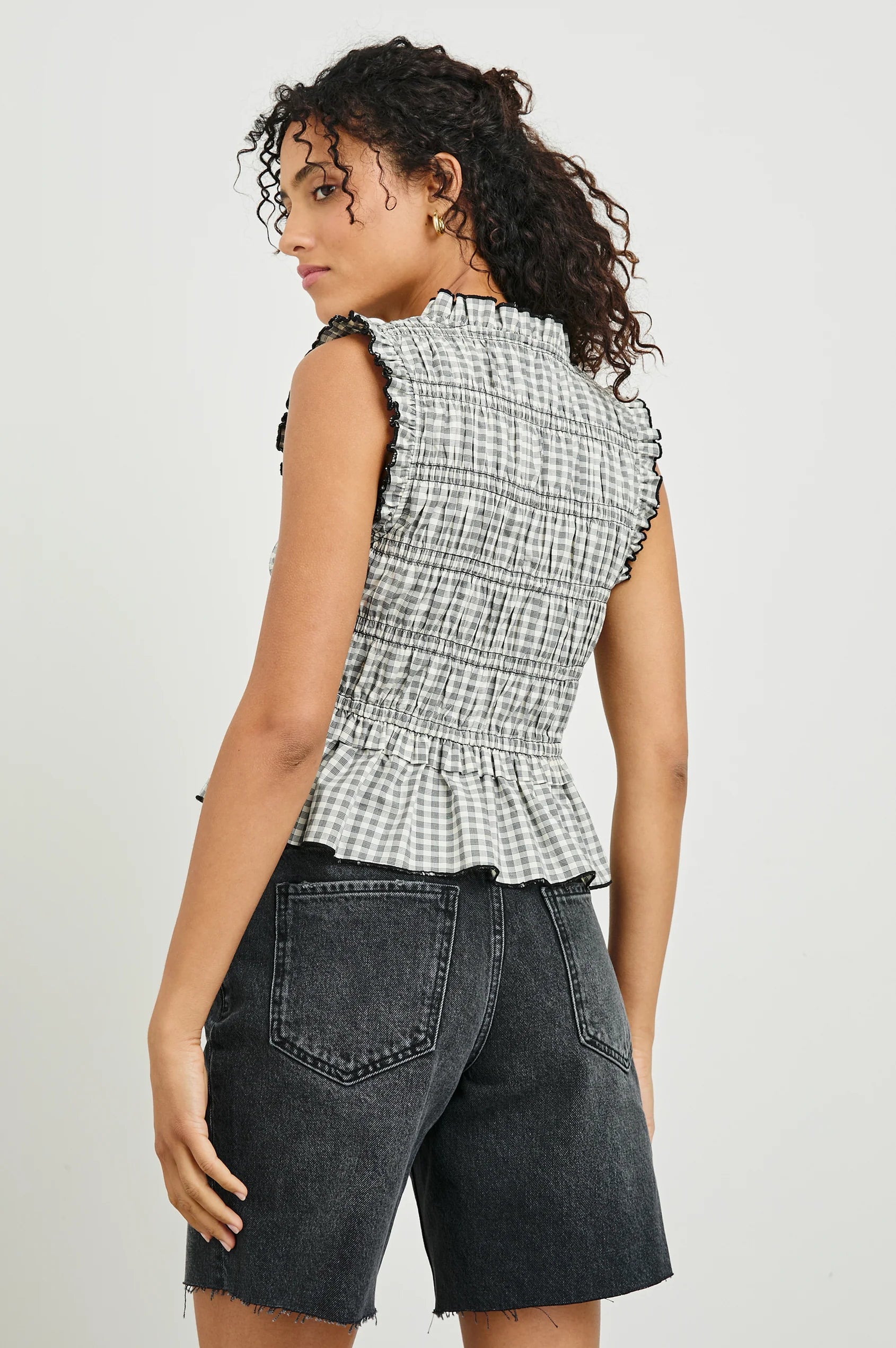 MARTINE TOP - IVORY JET GINGHAM