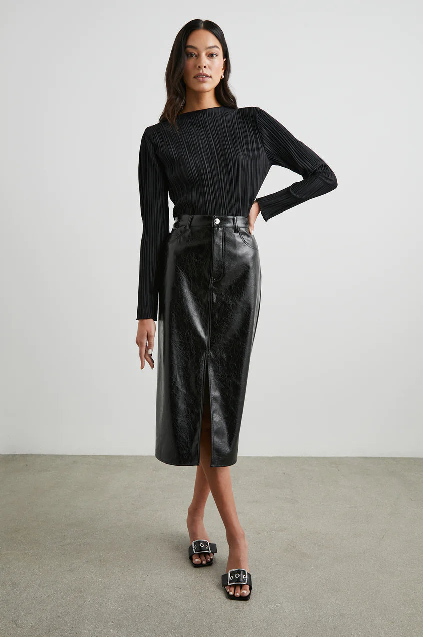 NORMA SKIRT - BLACK PATENT