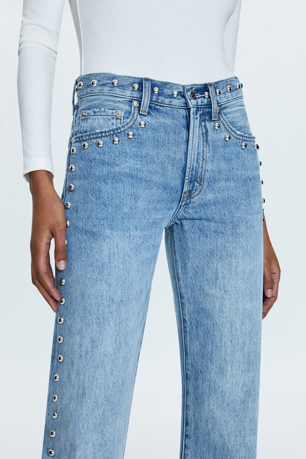 LEXI MID RISE BOWED STRAIGHT - SATELLITE
