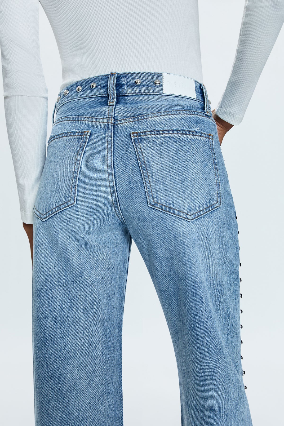LEXI MID RISE BOWED STRAIGHT - SATELLITE