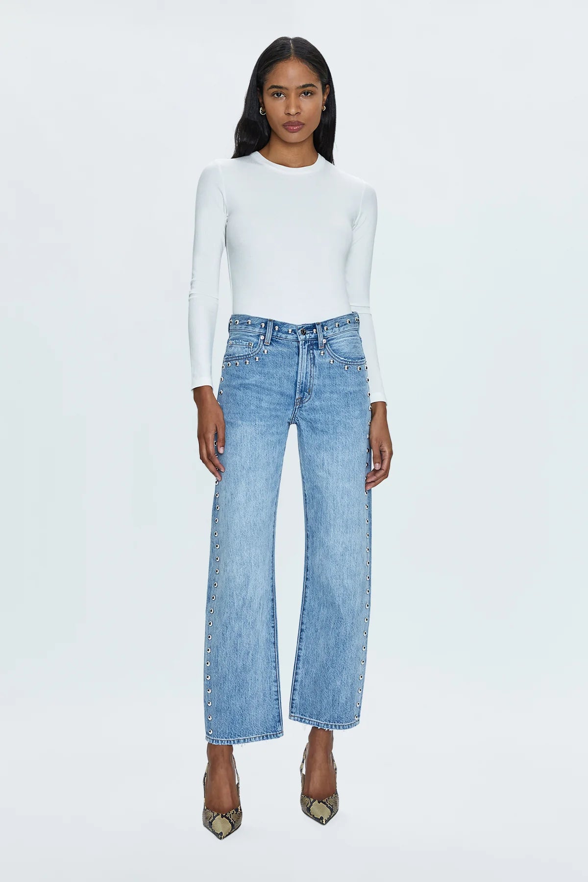 LEXI MID RISE BOWED STRAIGHT - SATELLITE