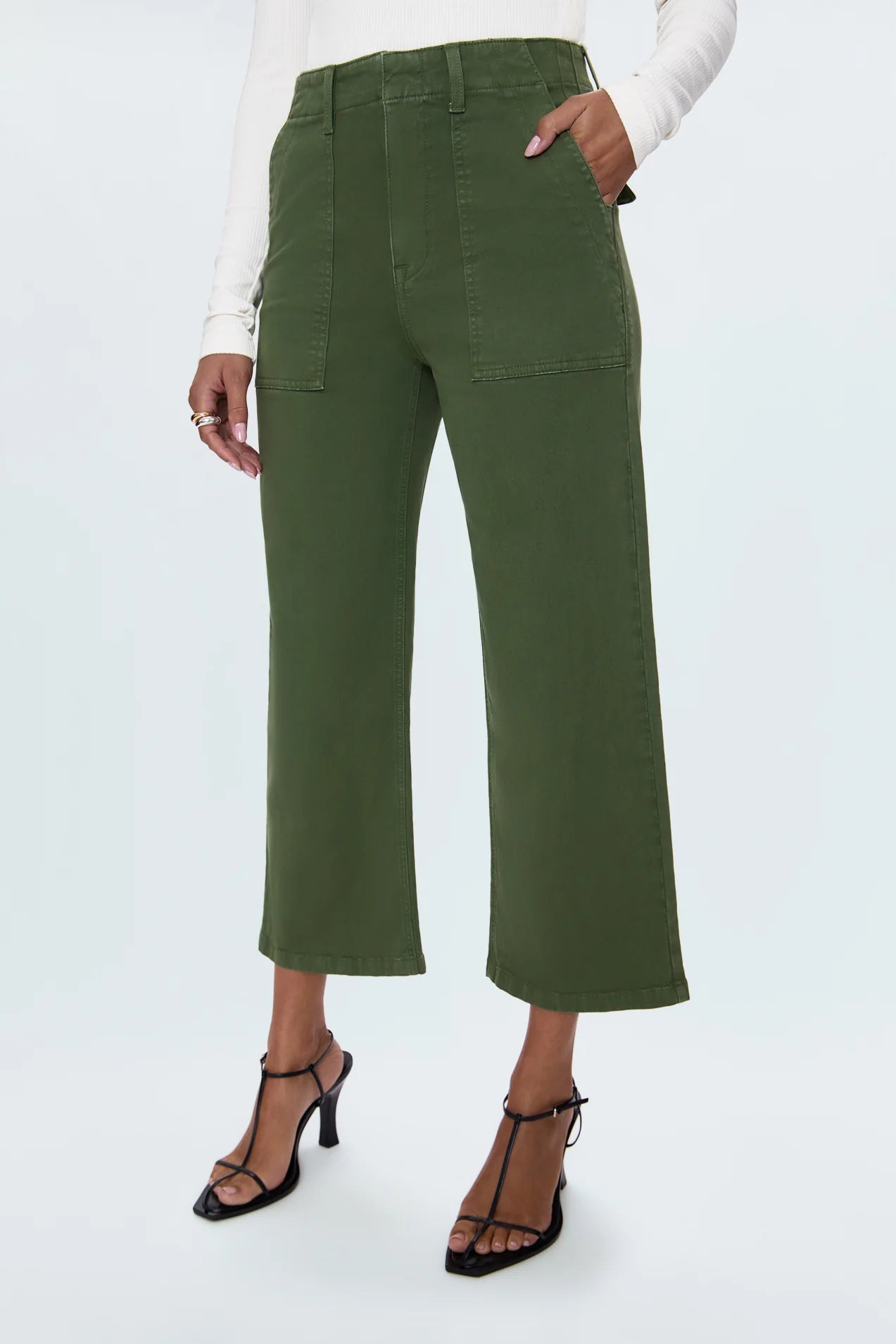 SOPHIA WIDE LEG UTILITY PANT - BASIL