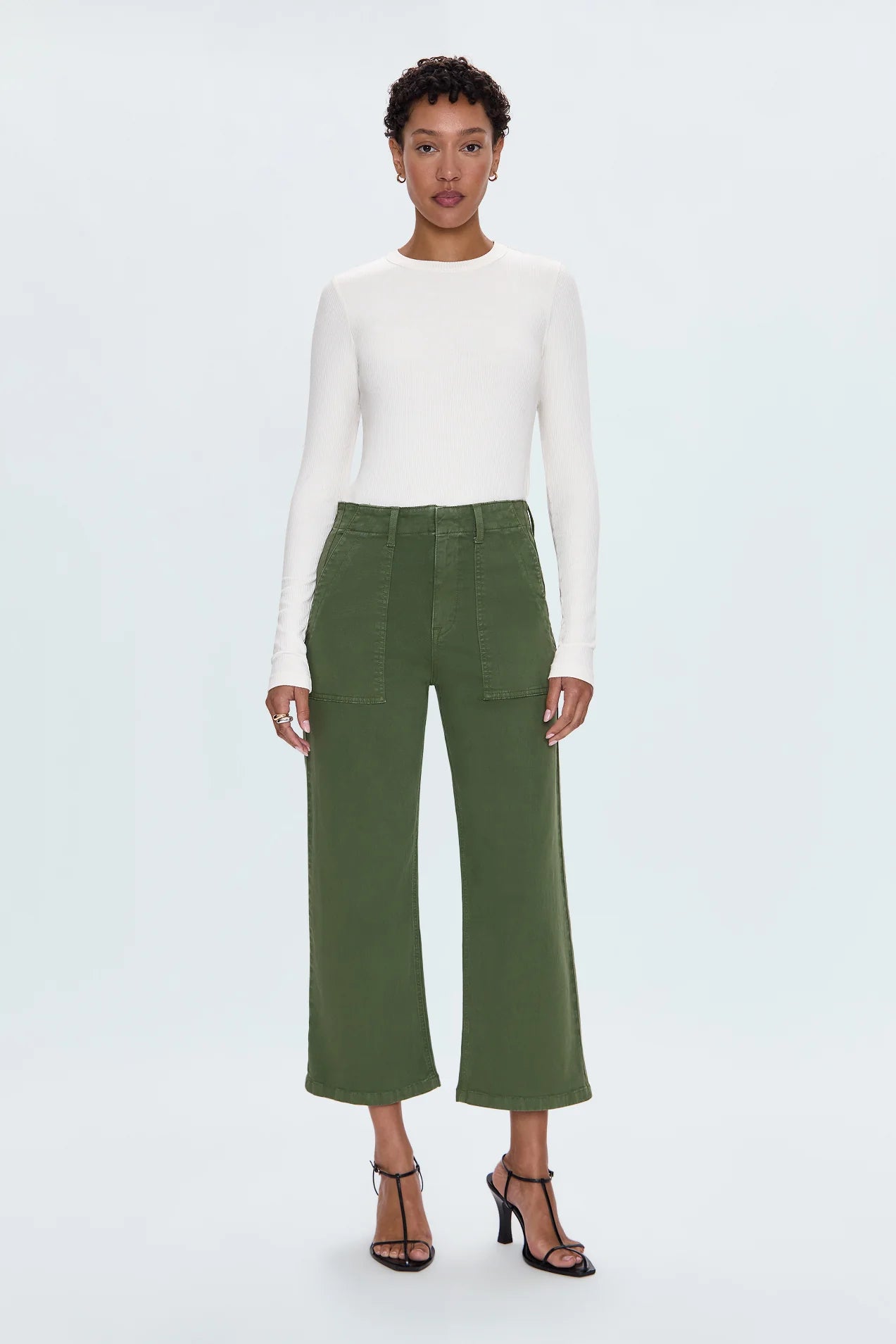 SOPHIA WIDE LEG UTILITY PANT - BASIL