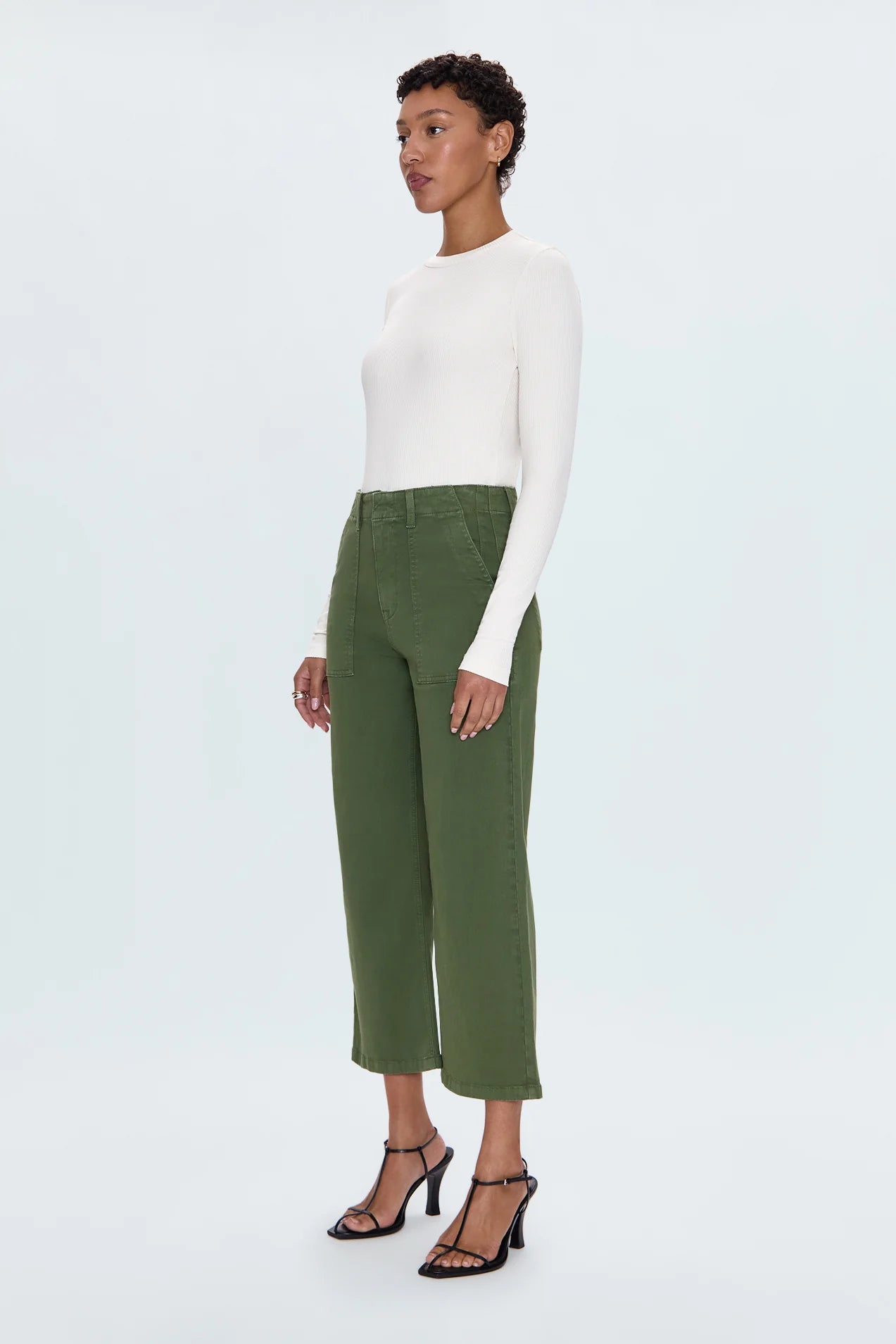 SOPHIA WIDE LEG UTILITY PANT - BASIL