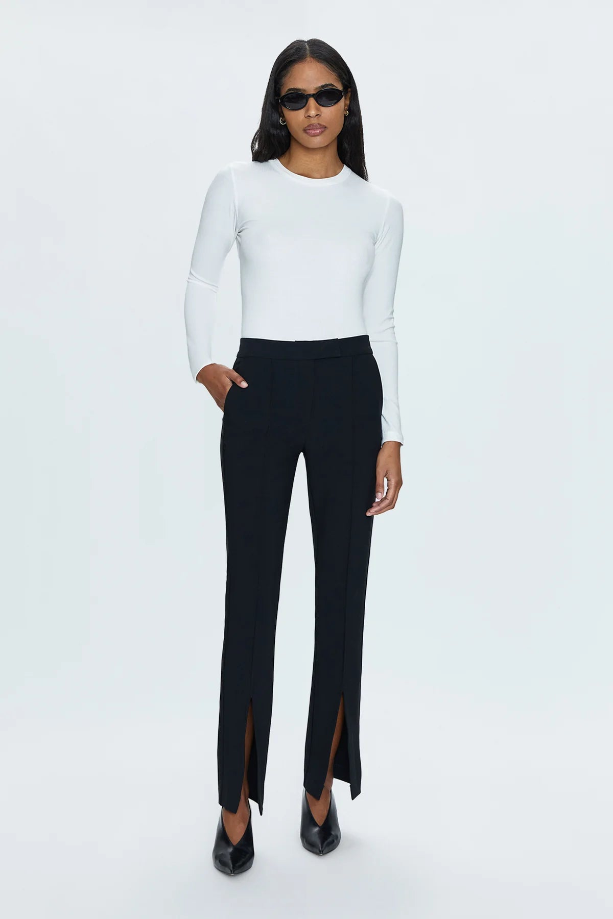 DIANA FRONT SLIT TROUSER - BLACK