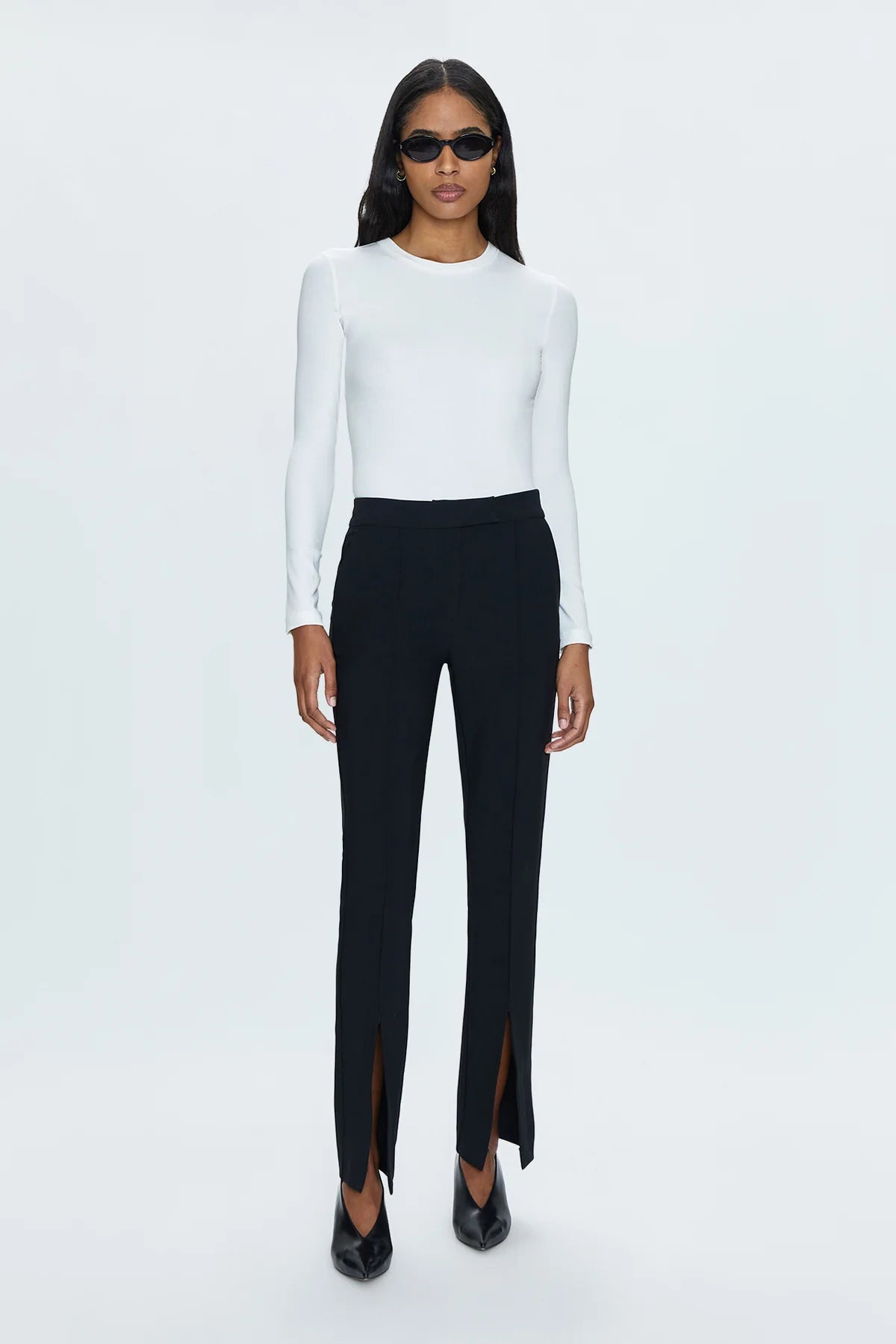 DIANA FRONT SLIT TROUSER - BLACK