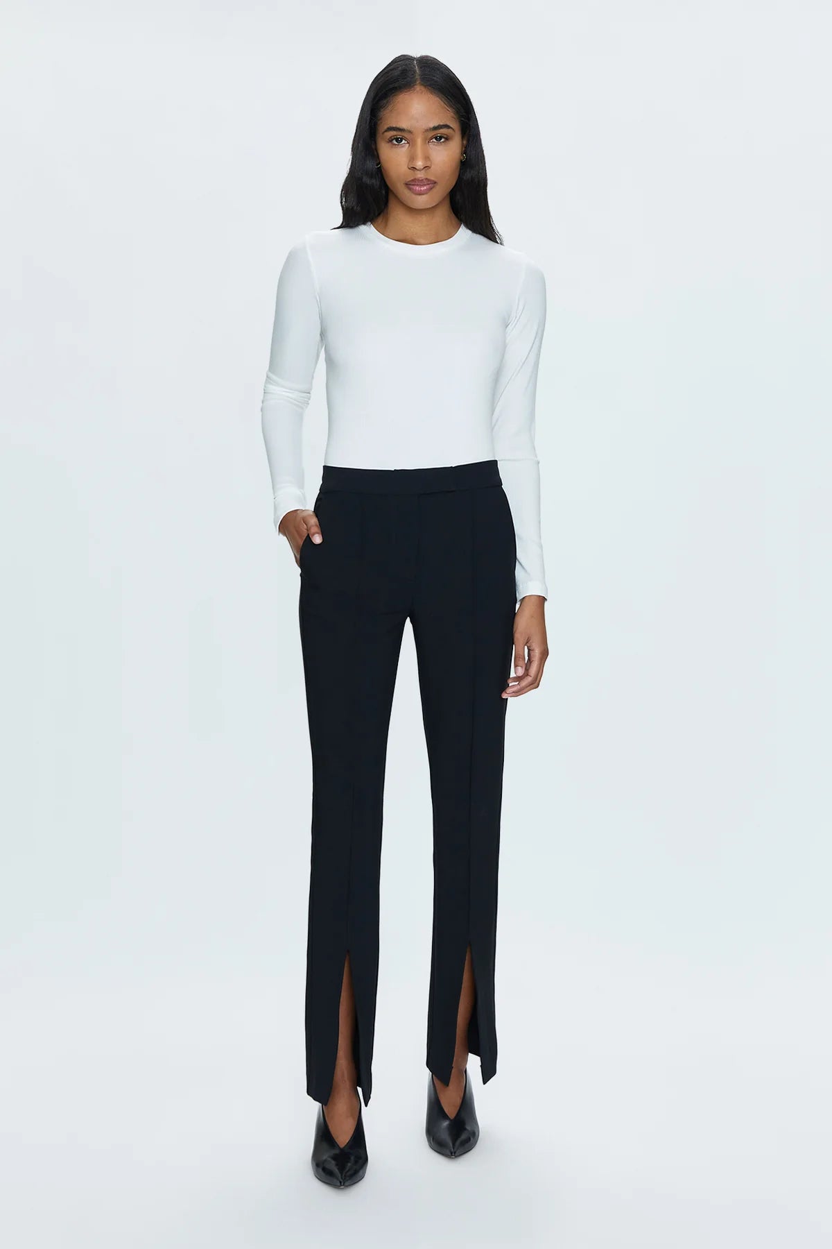 DIANA FRONT SLIT TROUSER - BLACK