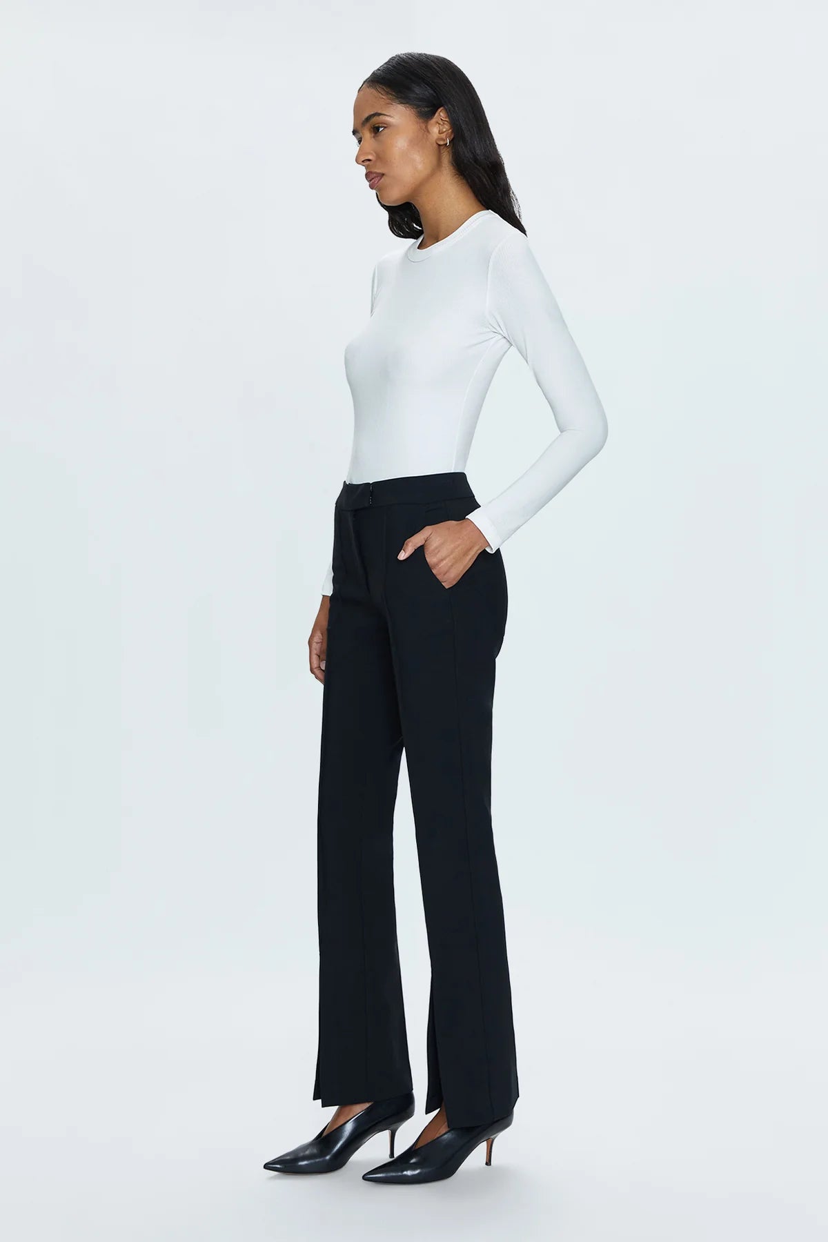 DIANA FRONT SLIT TROUSER - BLACK