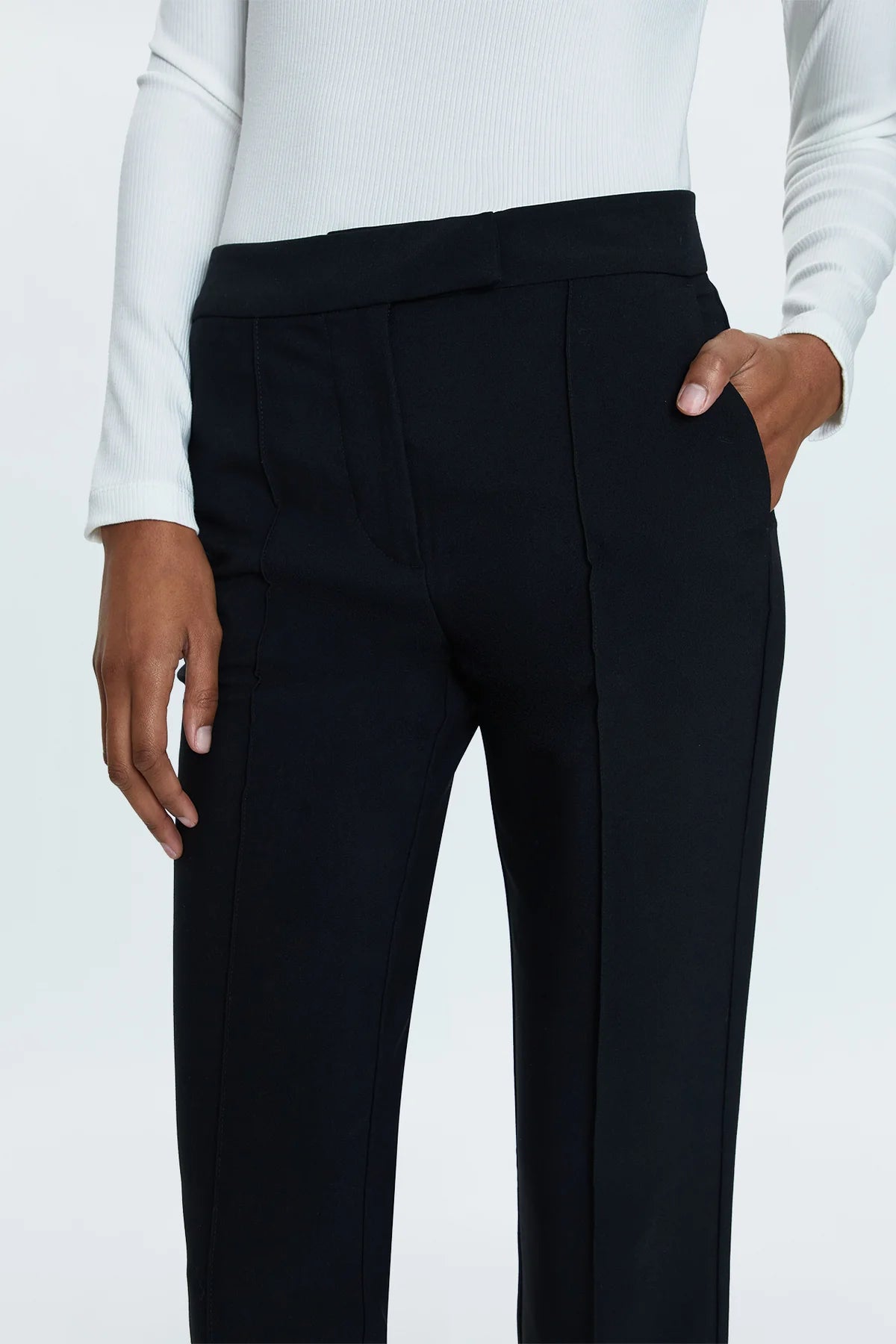 DIANA FRONT SLIT TROUSER - BLACK