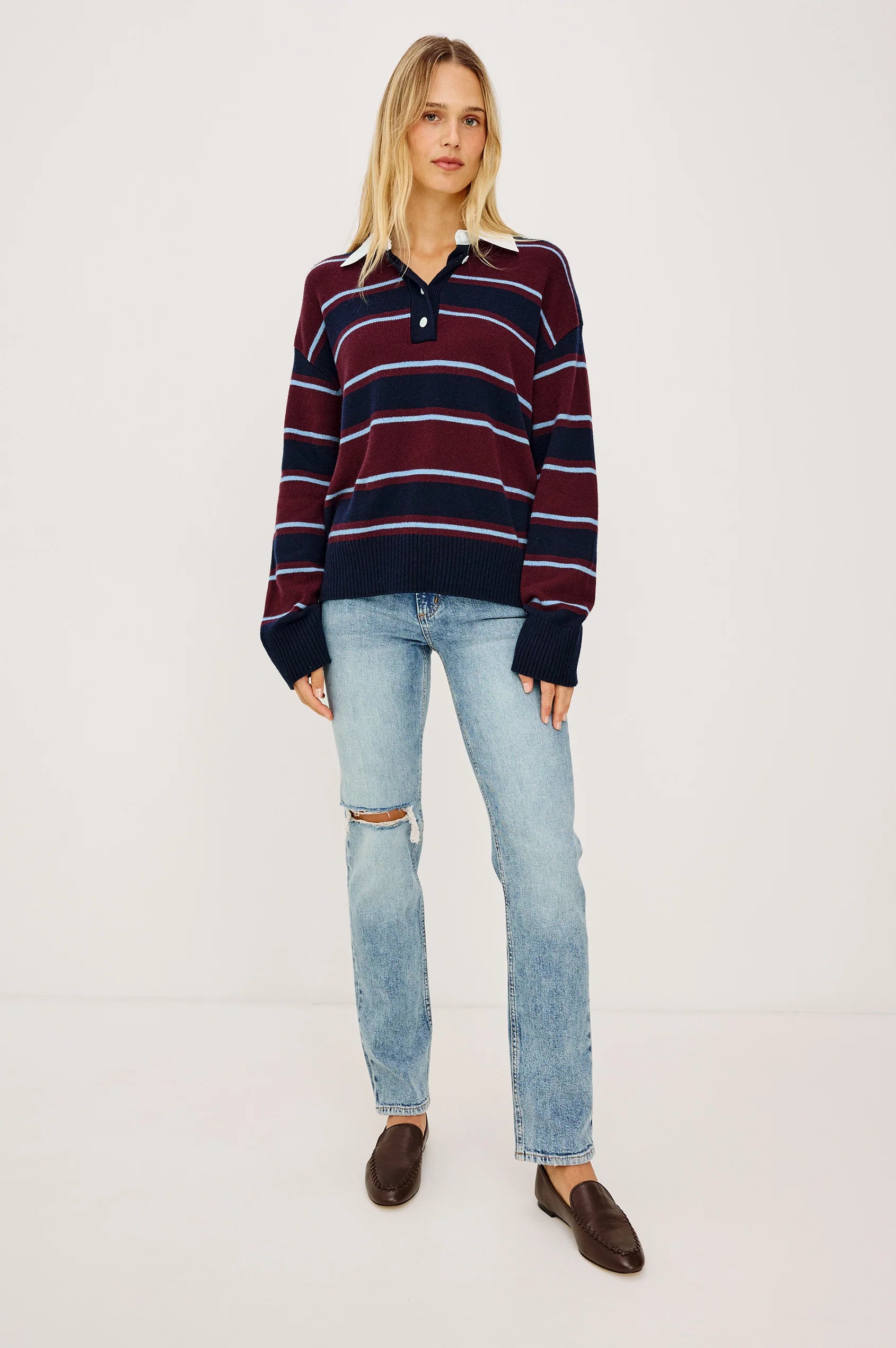 PAXTON SWEATER - BOYSENBERRY STRIPE