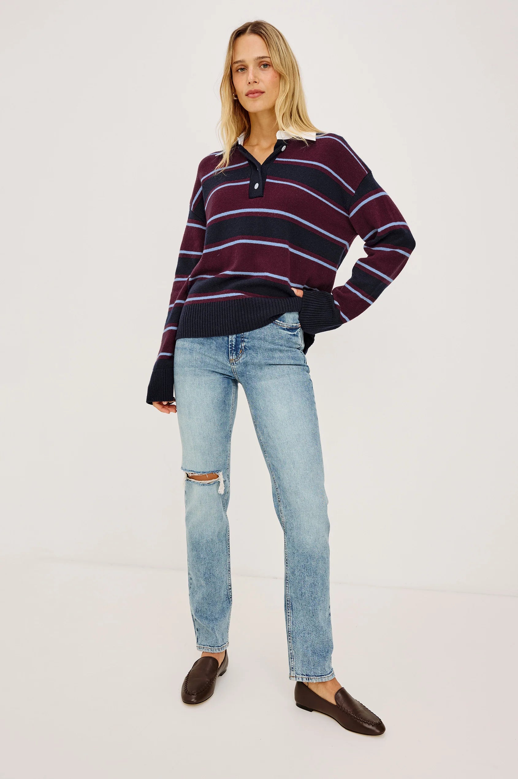 PAXTON SWEATER - BOYSENBERRY STRIPE
