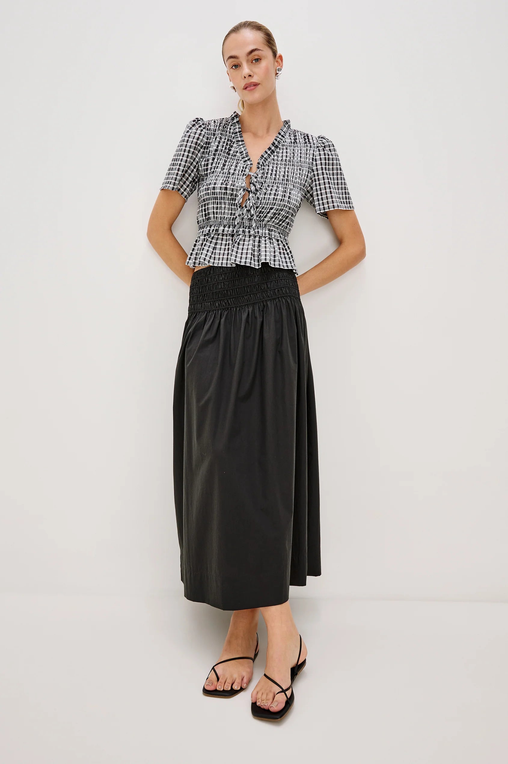 PORTIA TOP - ASH SEERSUCKER